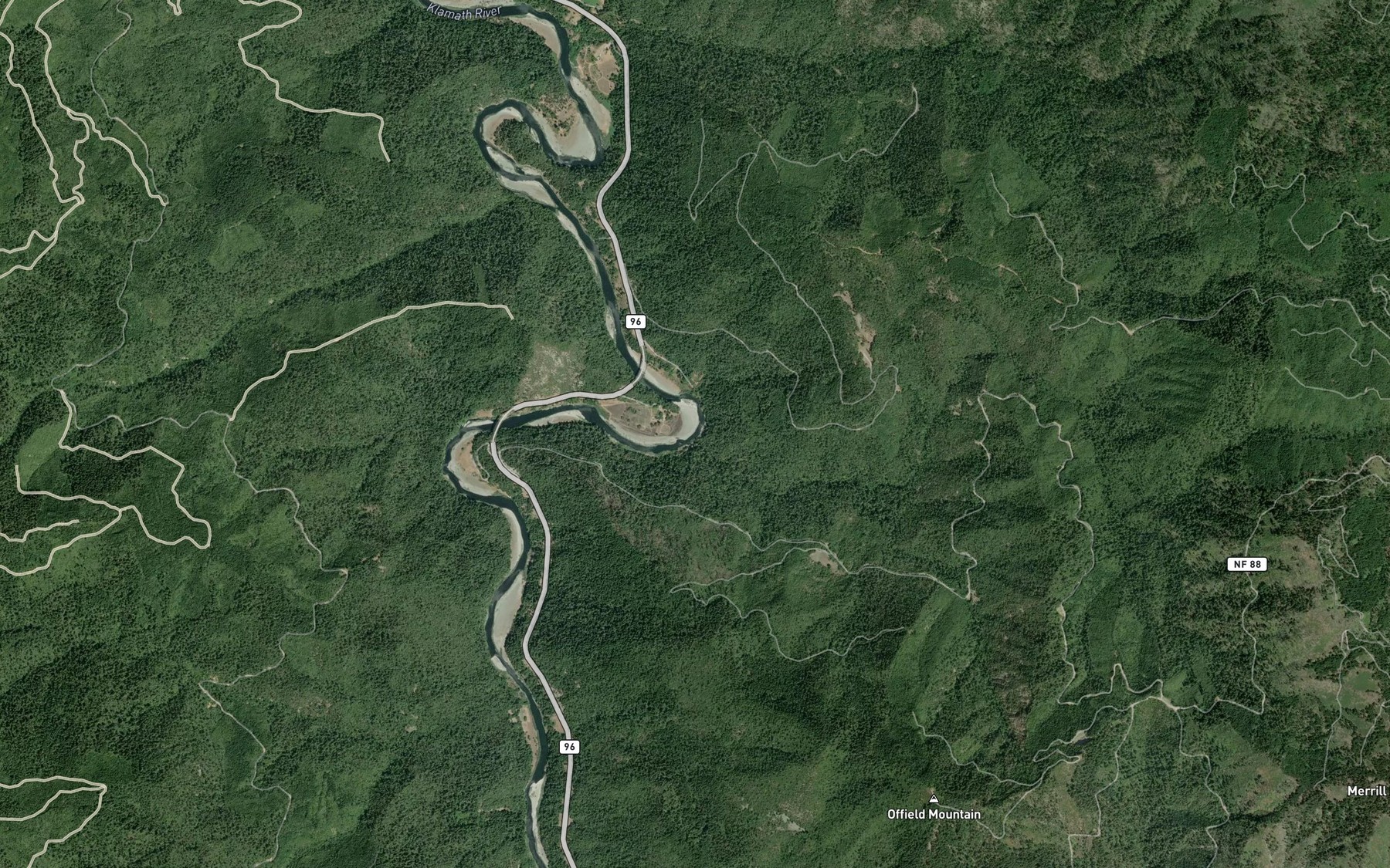 Satellite map of the Rogers Creek