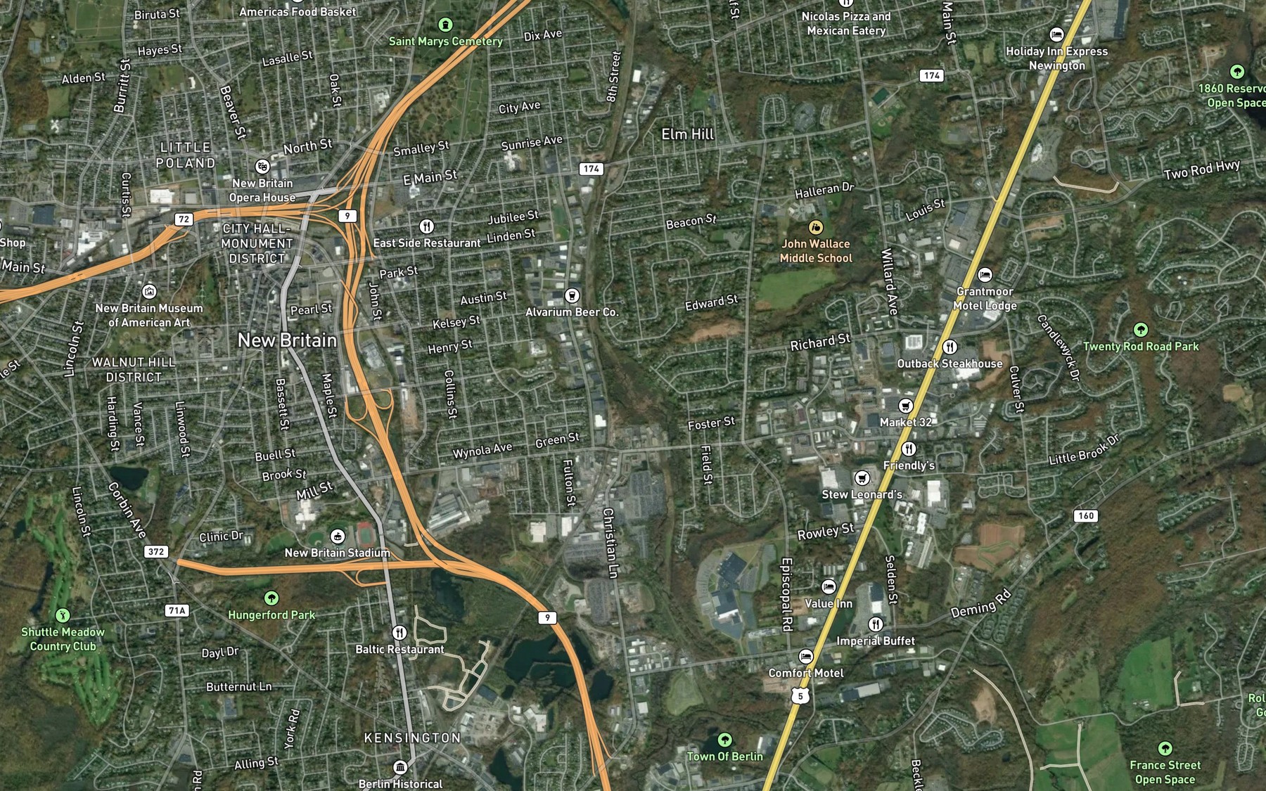 Satellite map of the Webster Brook
