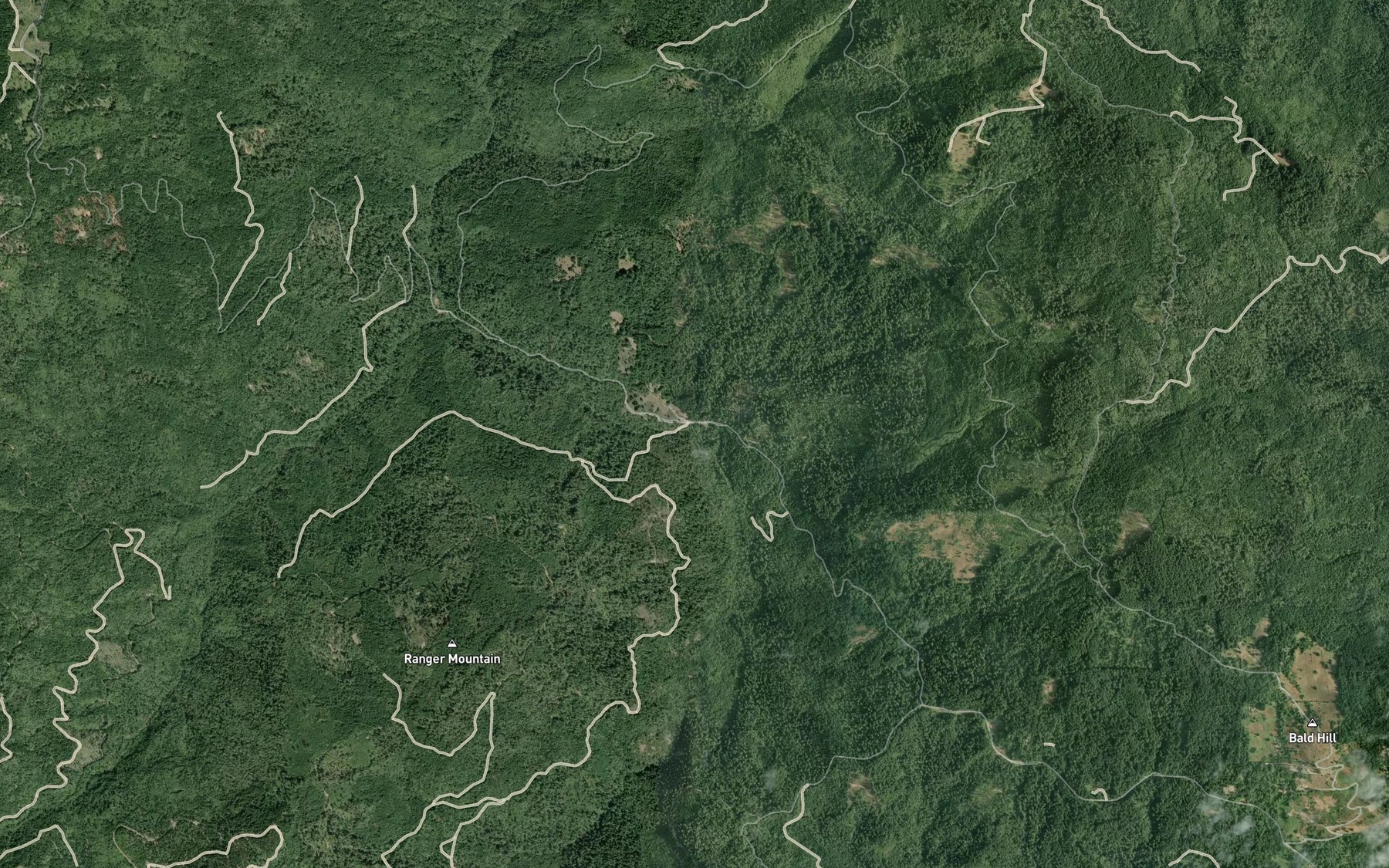 Satellite map of the Burnt Ranch Creek