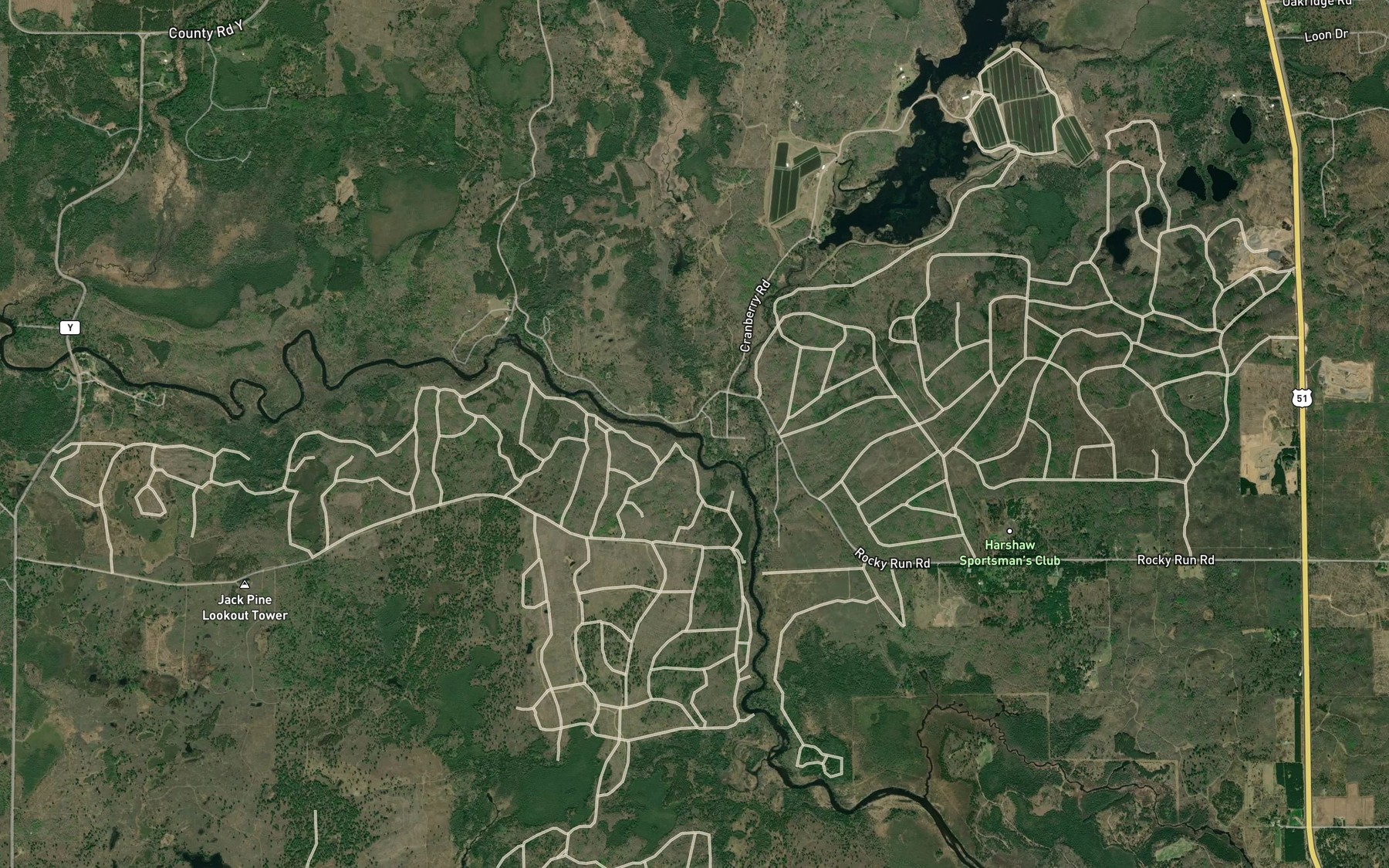 Satellite map of the Swan Creek