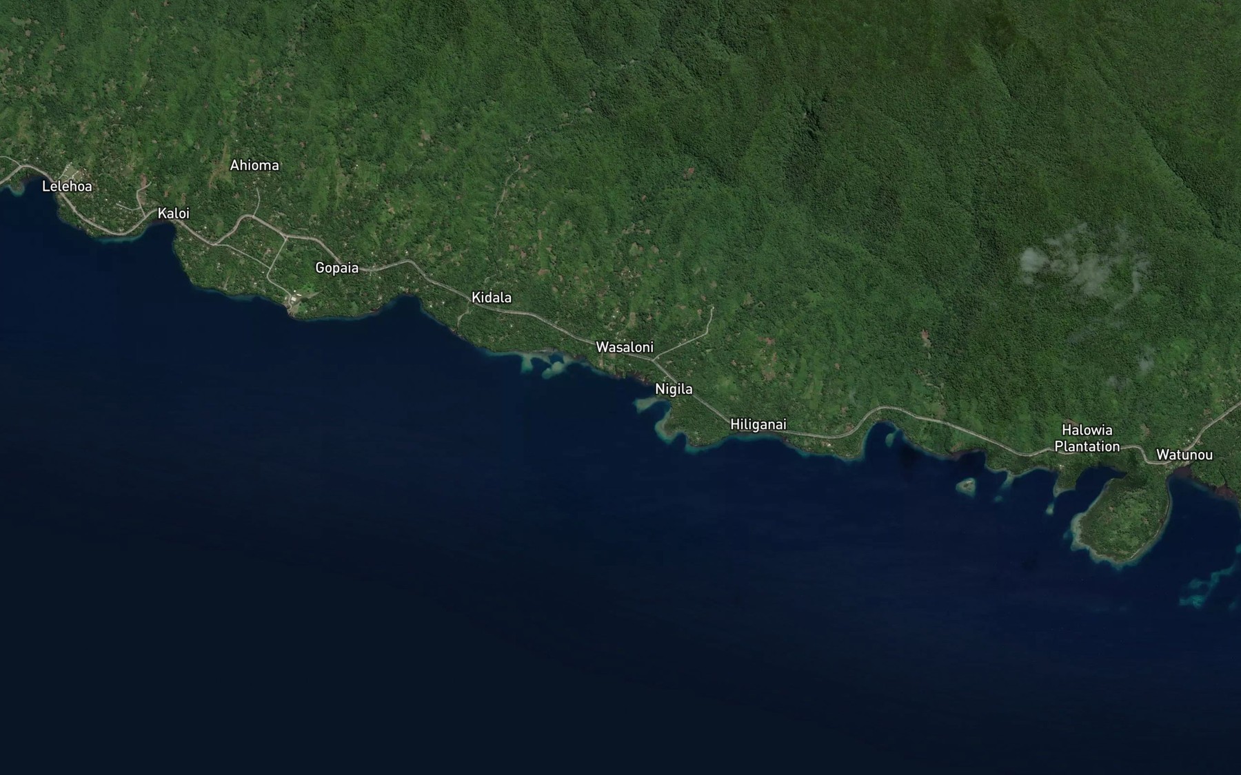 Satellite map of the Hagabai Bay