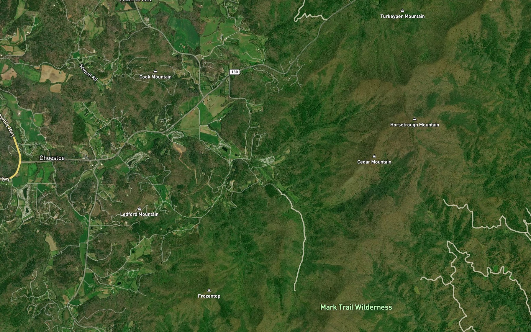 Satellite map of the Rough Creek