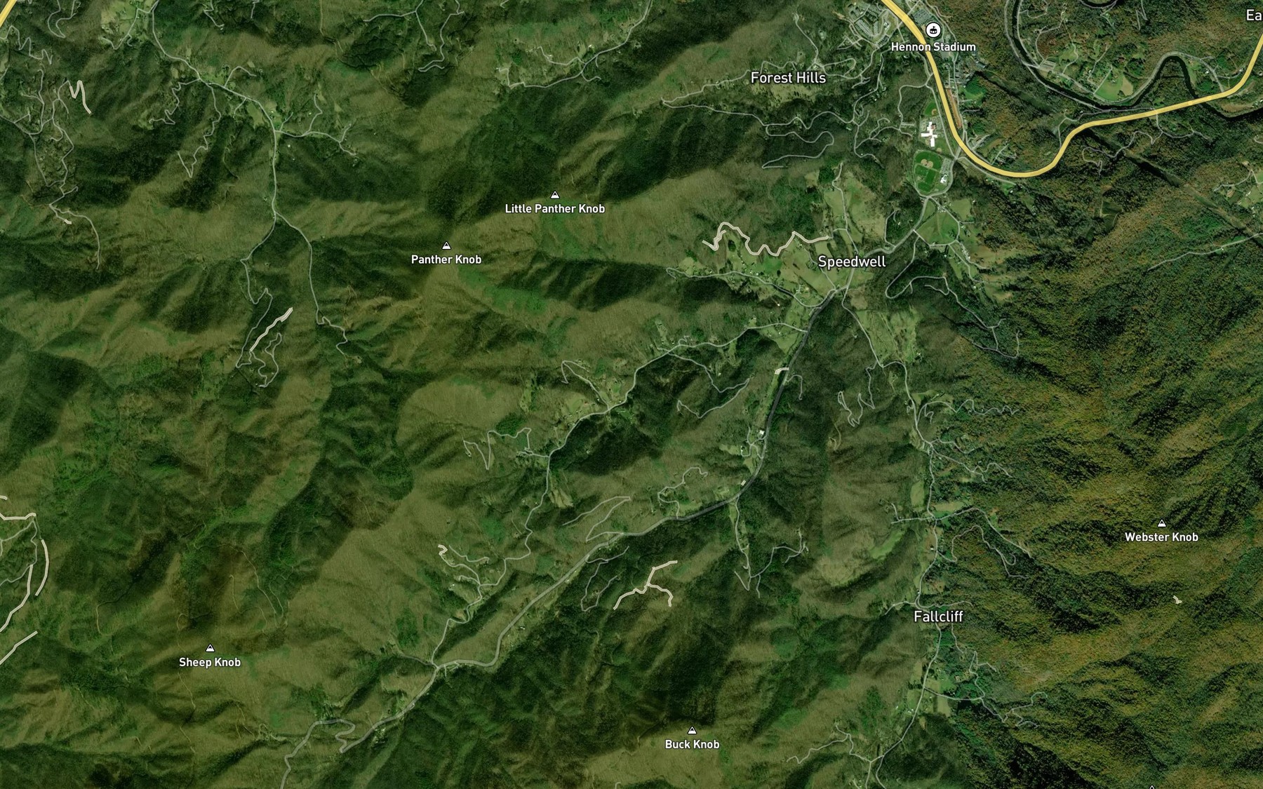 Satellite map of the Parker Branch