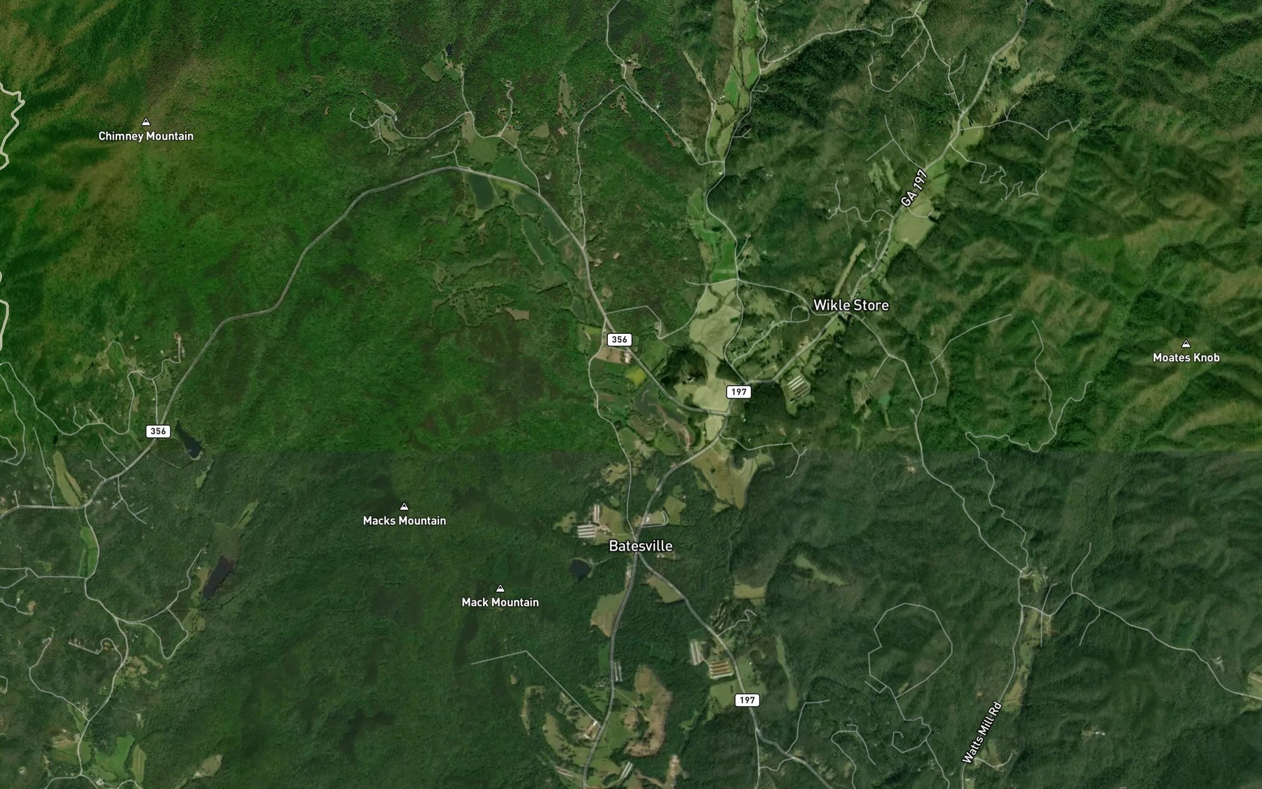 Satellite map of the Right Fork Soquee River