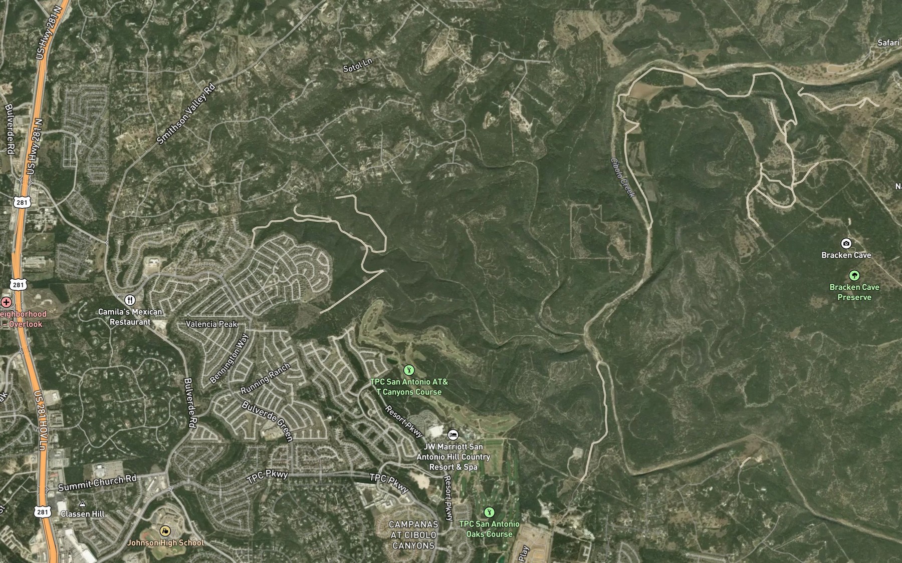 Satellite map of the Cherry Spring