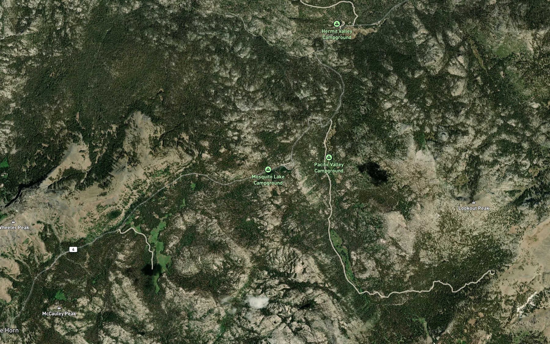 Satellite map of the Mosquito Lake