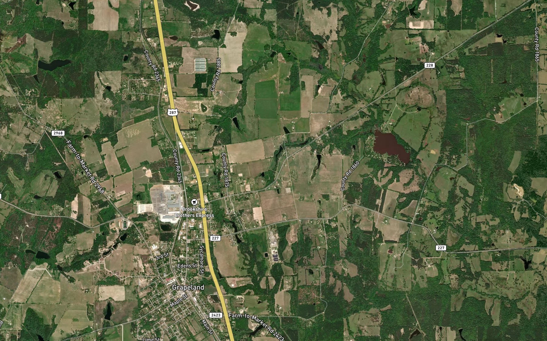 Satellite map of the Yarborough Springs