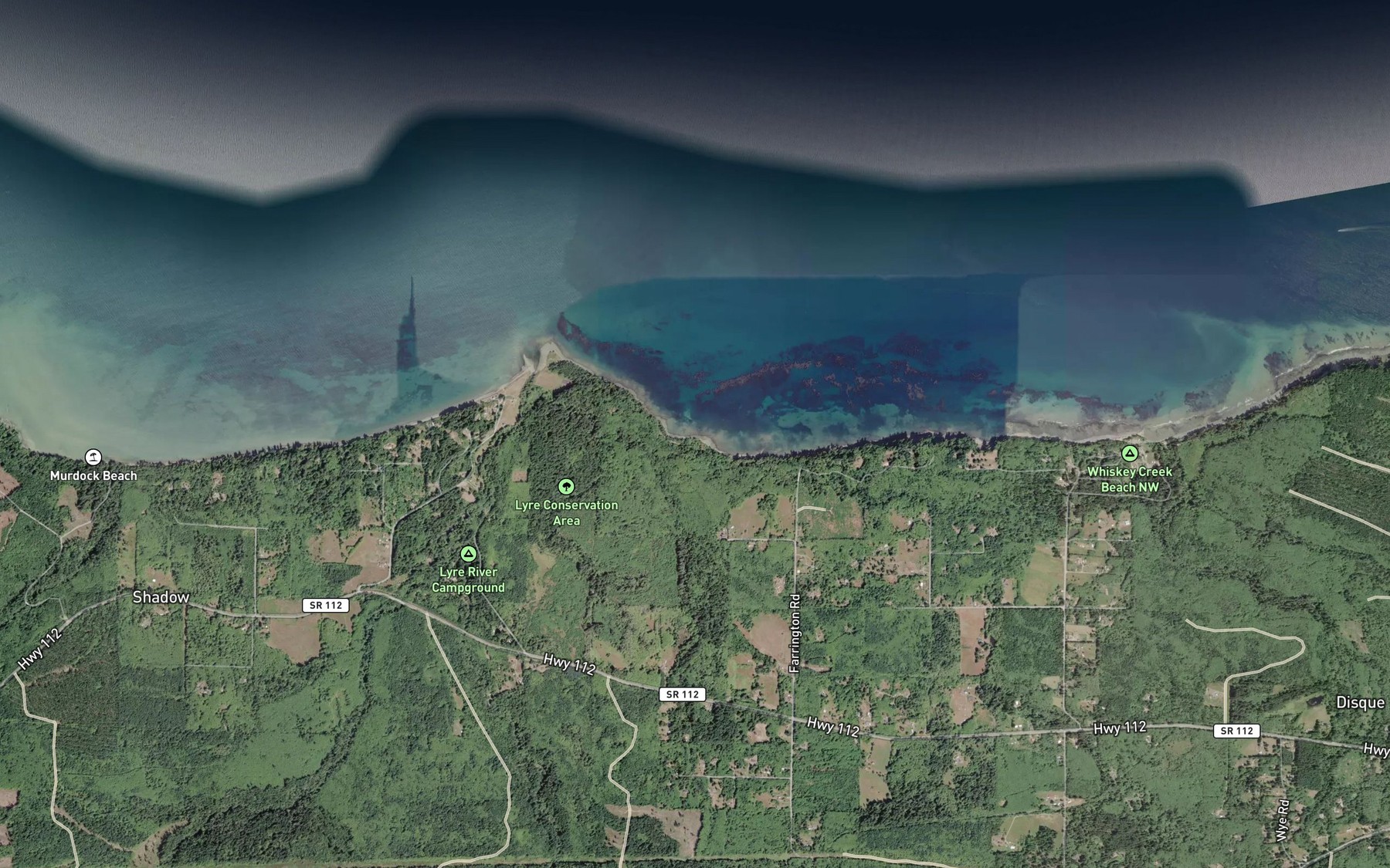 Satellite map of the Field Creek