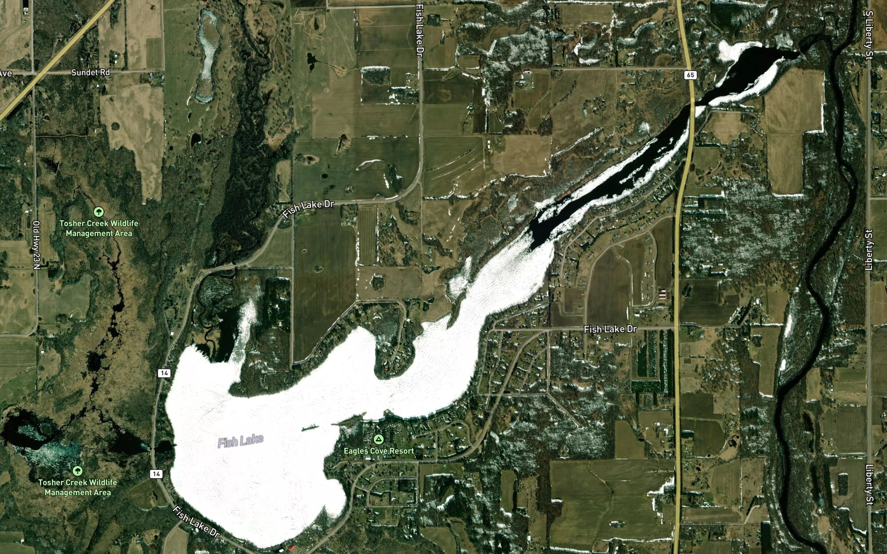 Satellite map of the Fish Lake