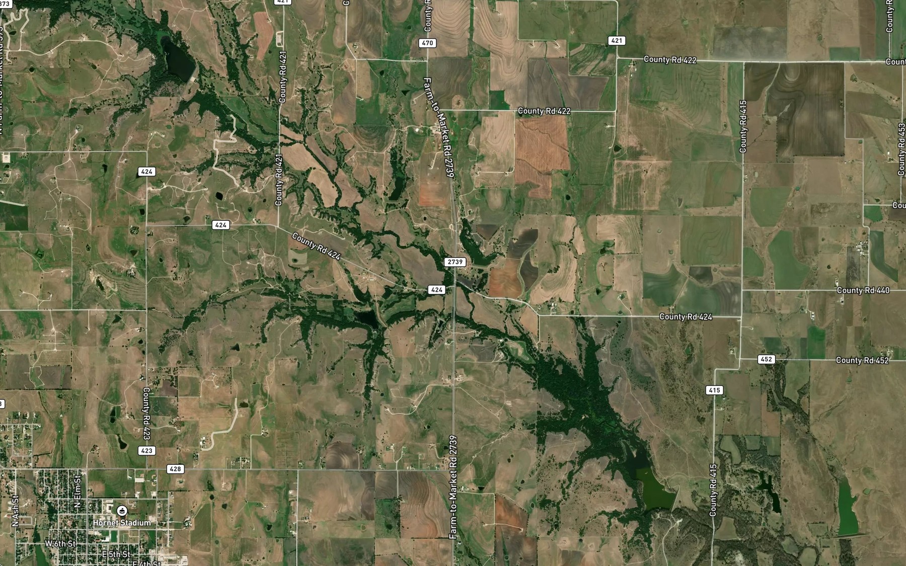 Satellite map of the Squirrel Creek