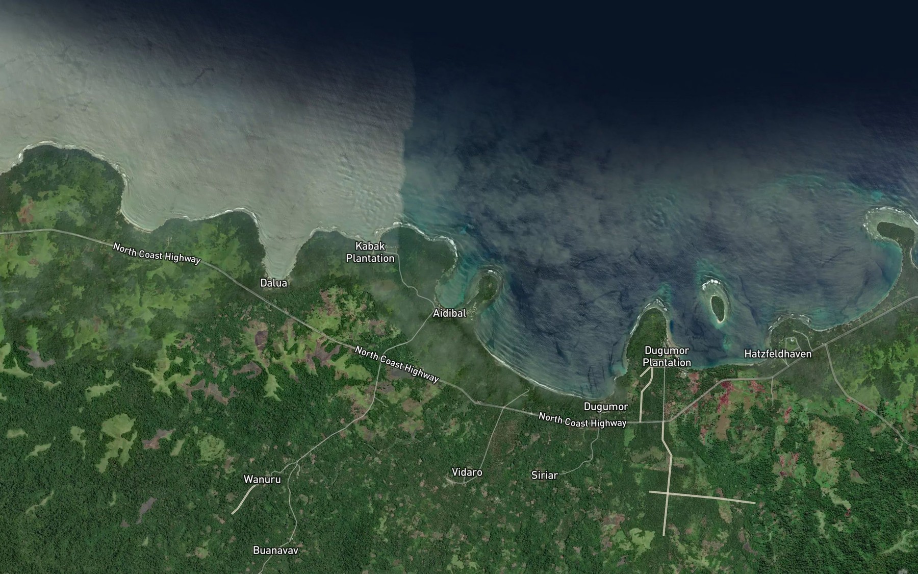 Satellite map of the Bilau Bay