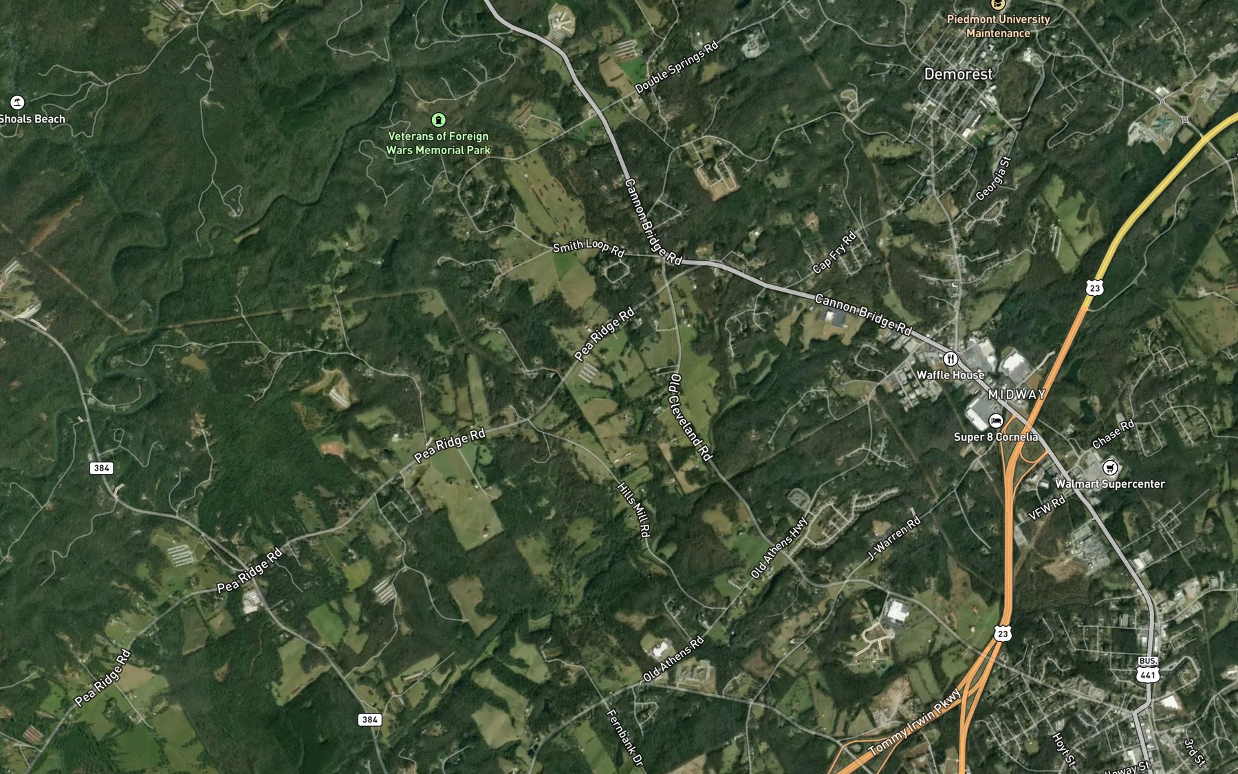 Satellite map of the Barrett Pond