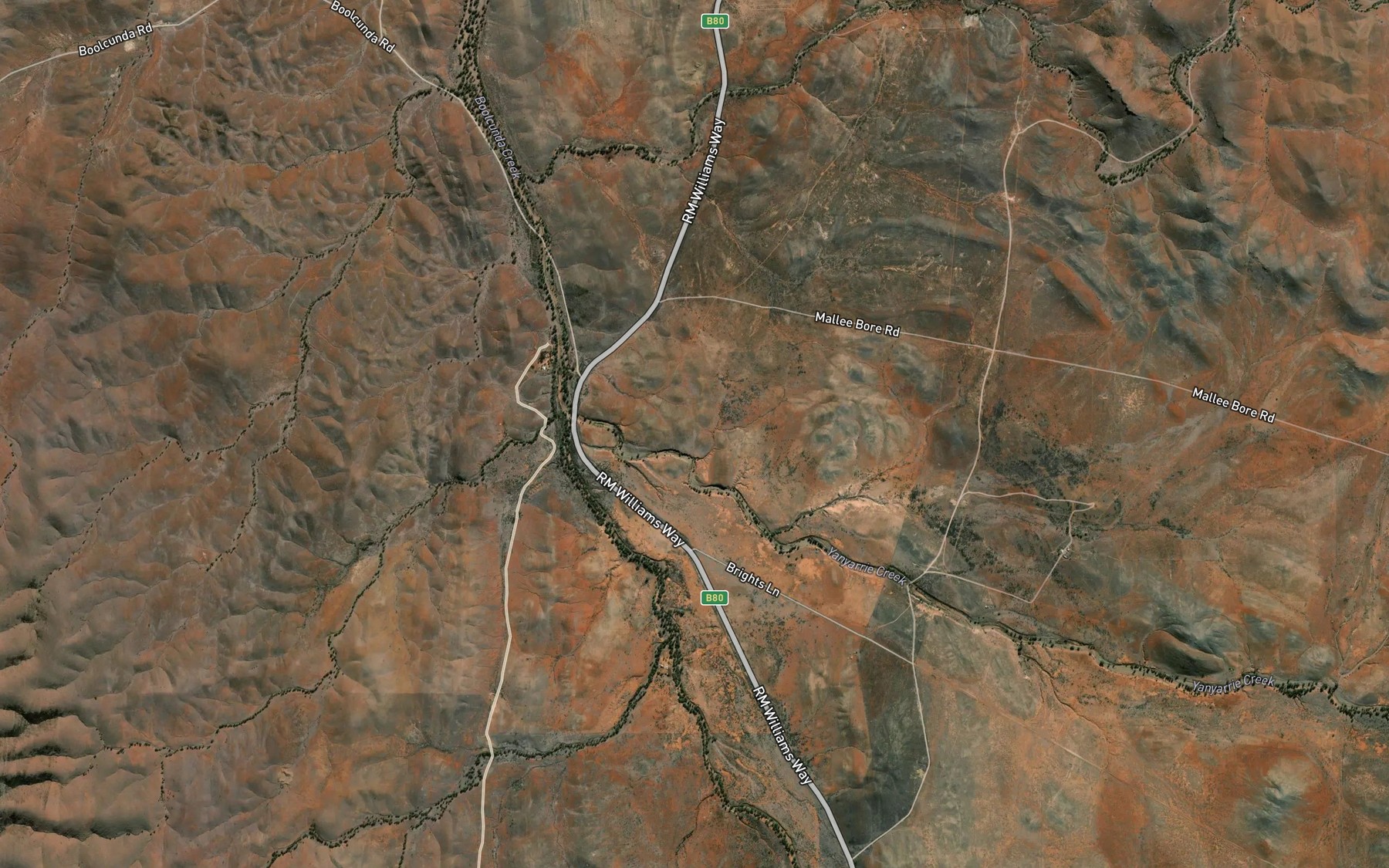 Satellite map of the Yanyarrie Creek