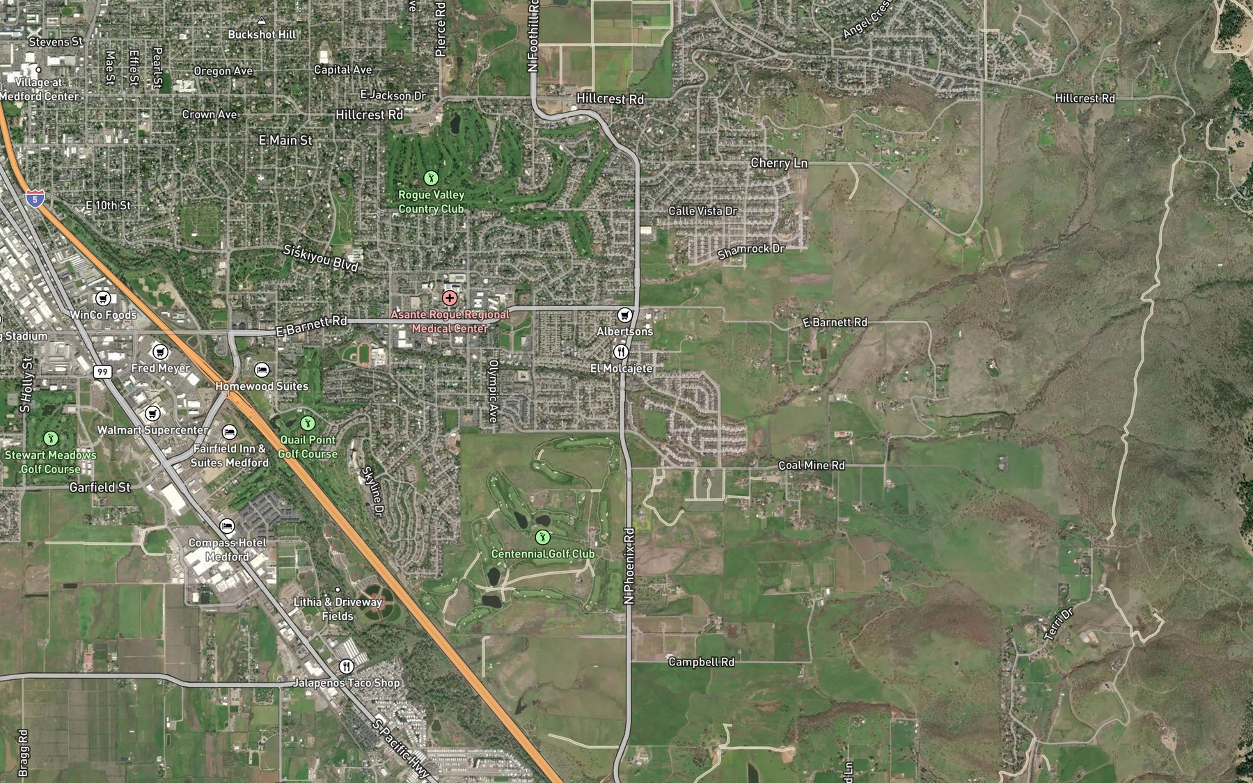 Satellite map of the North Fork Larson Creek