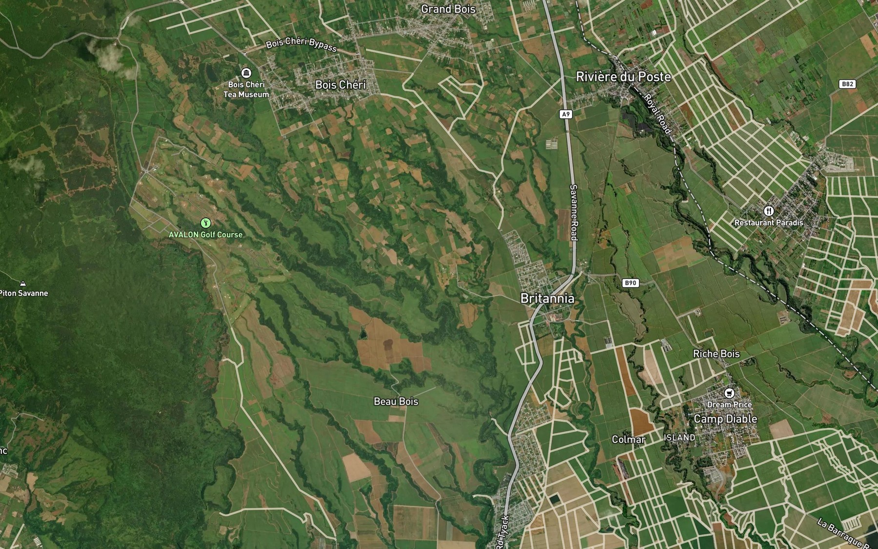 Satellite map of the Ruisseau Songes