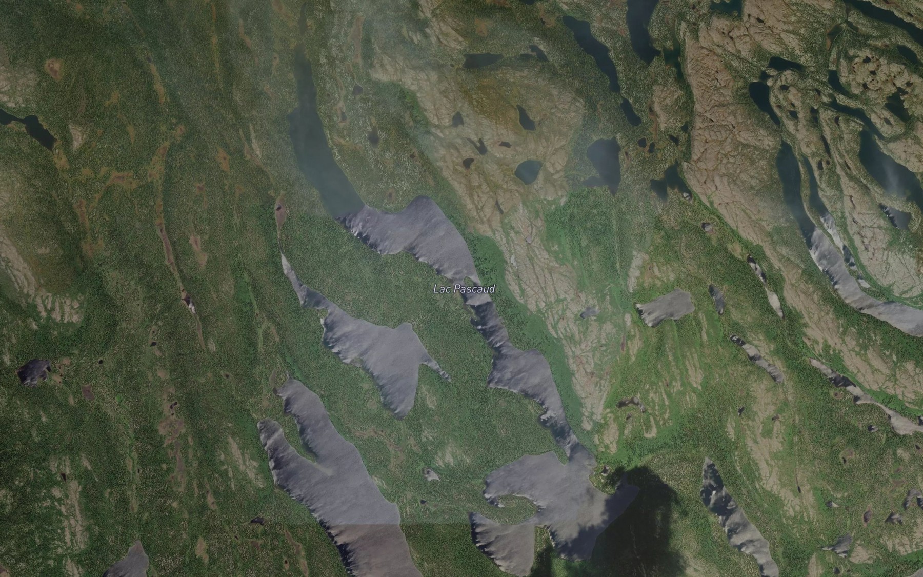 Satellite map of the Lac Pascaud