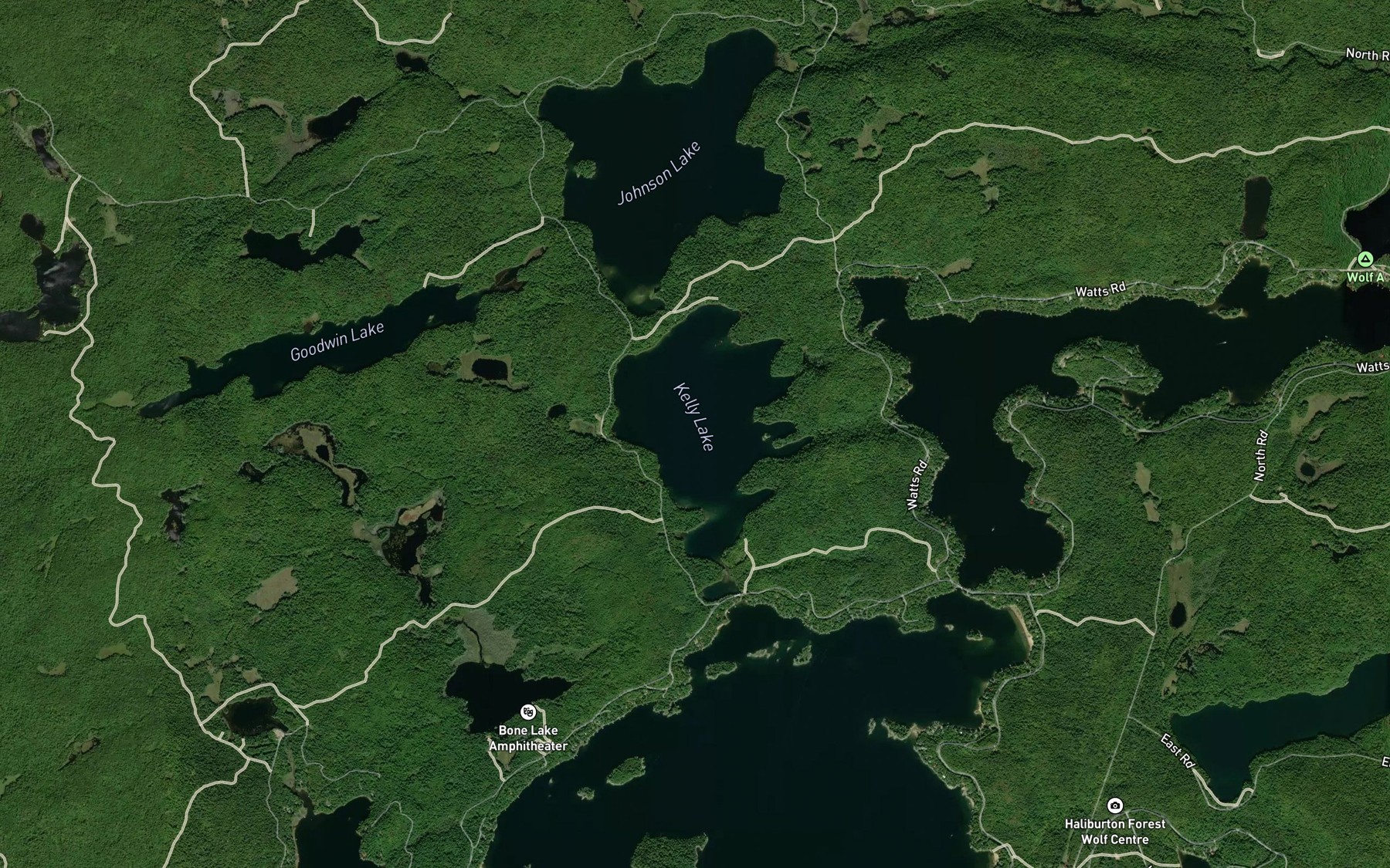 Satellite map of the Kelly Lake