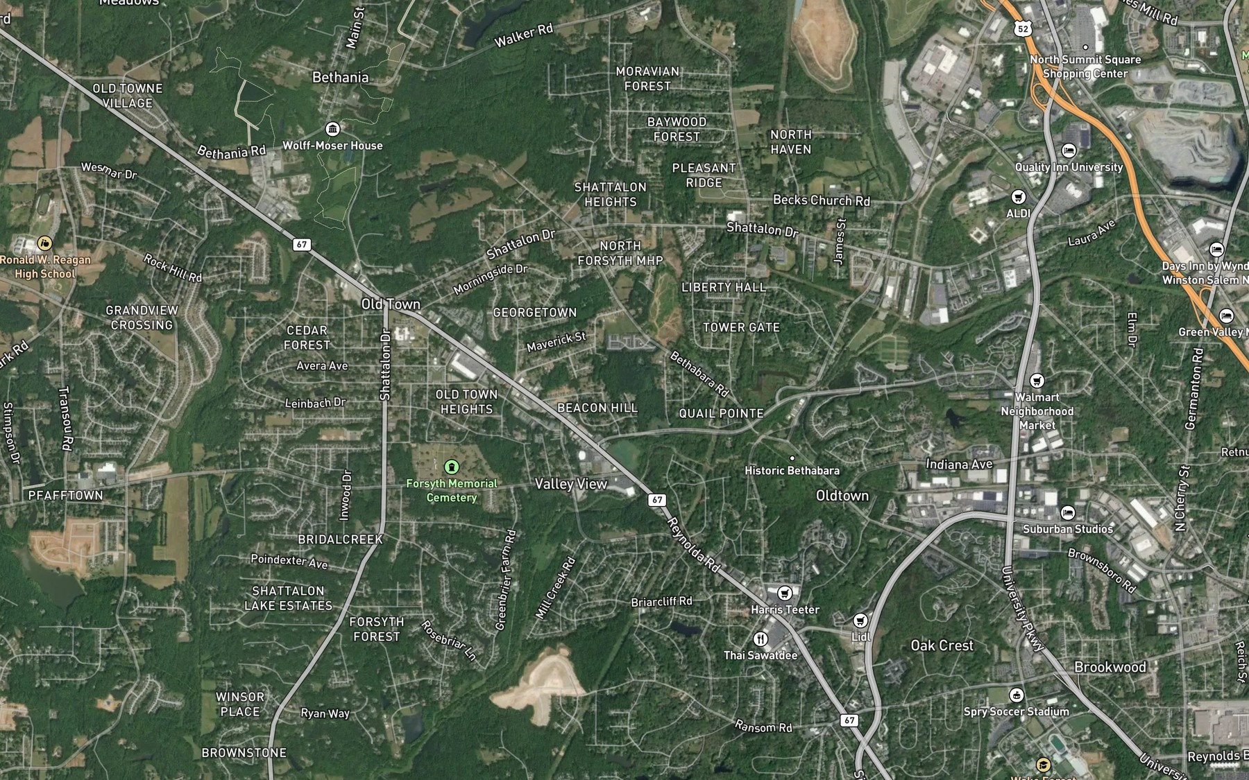 Satellite map of the Linville Lake