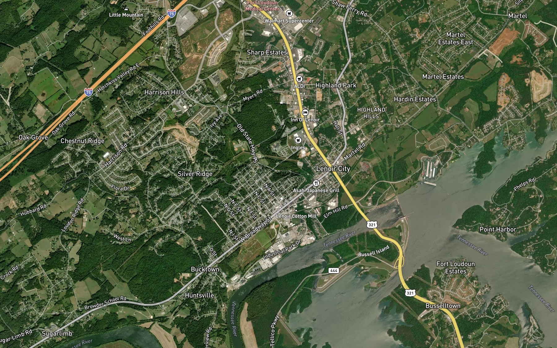 Satellite map of the Rock sjprings