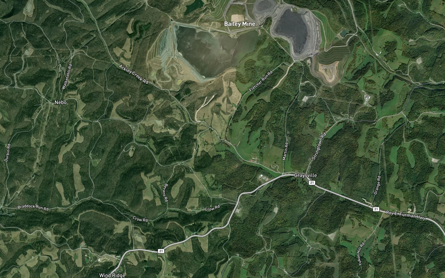 Satellite map of the Fletcher Run