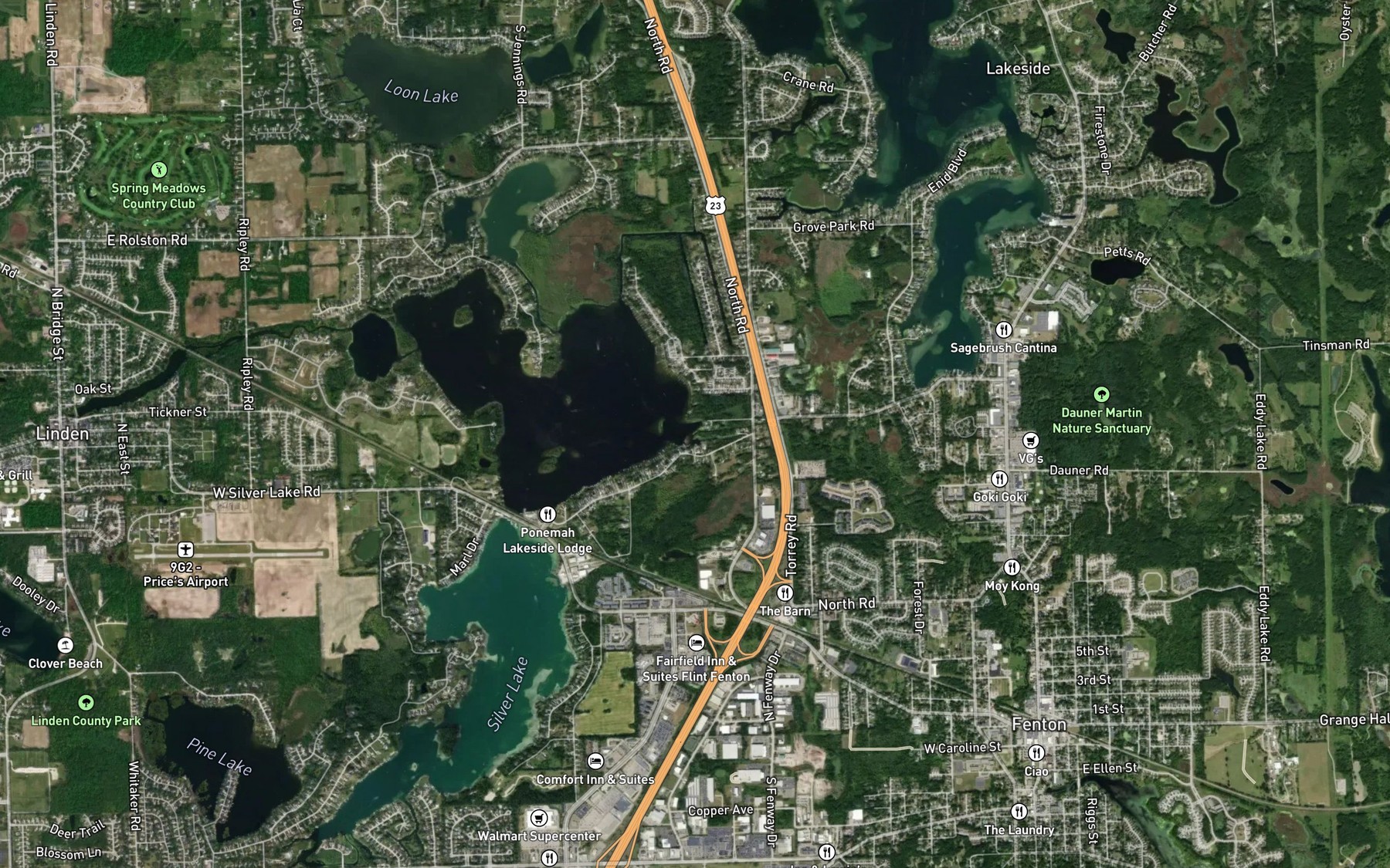 Satellite map of the Shiawassee River Marker C