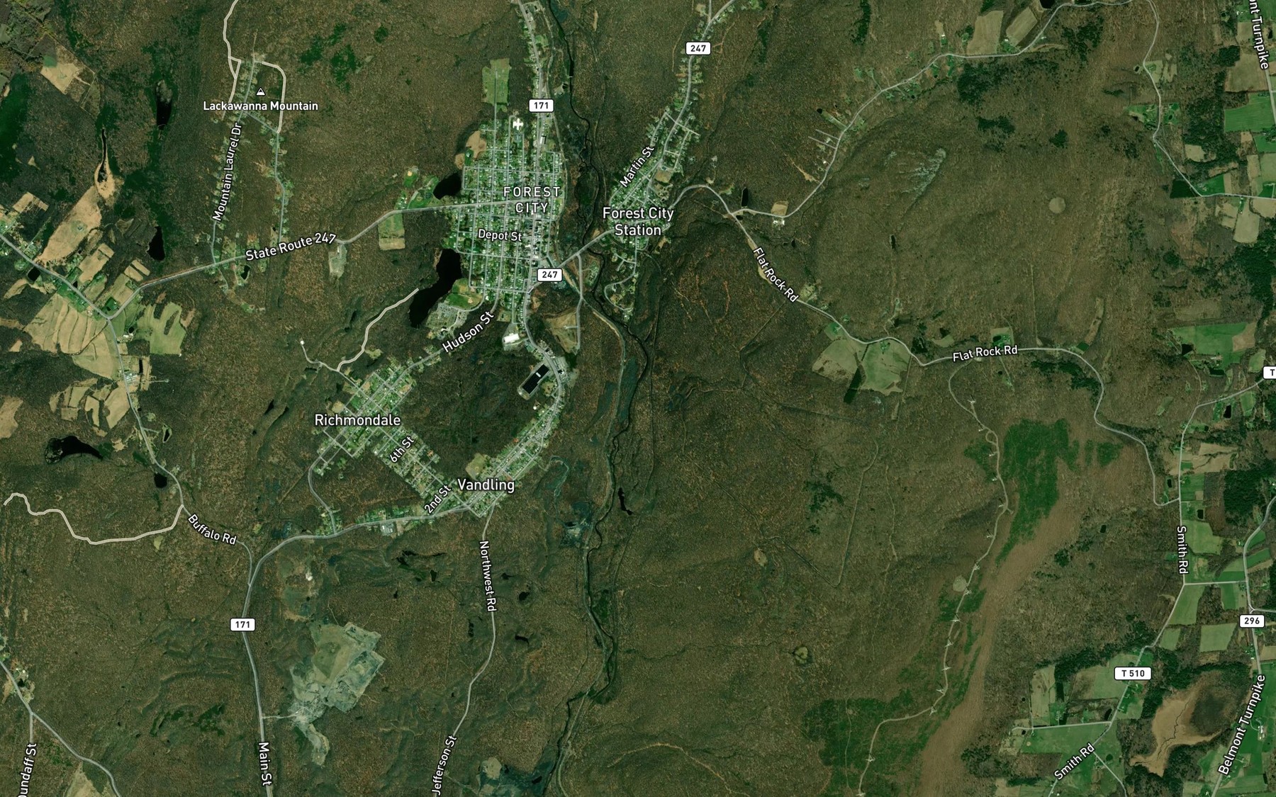 Satellite map of the Rogers Brook