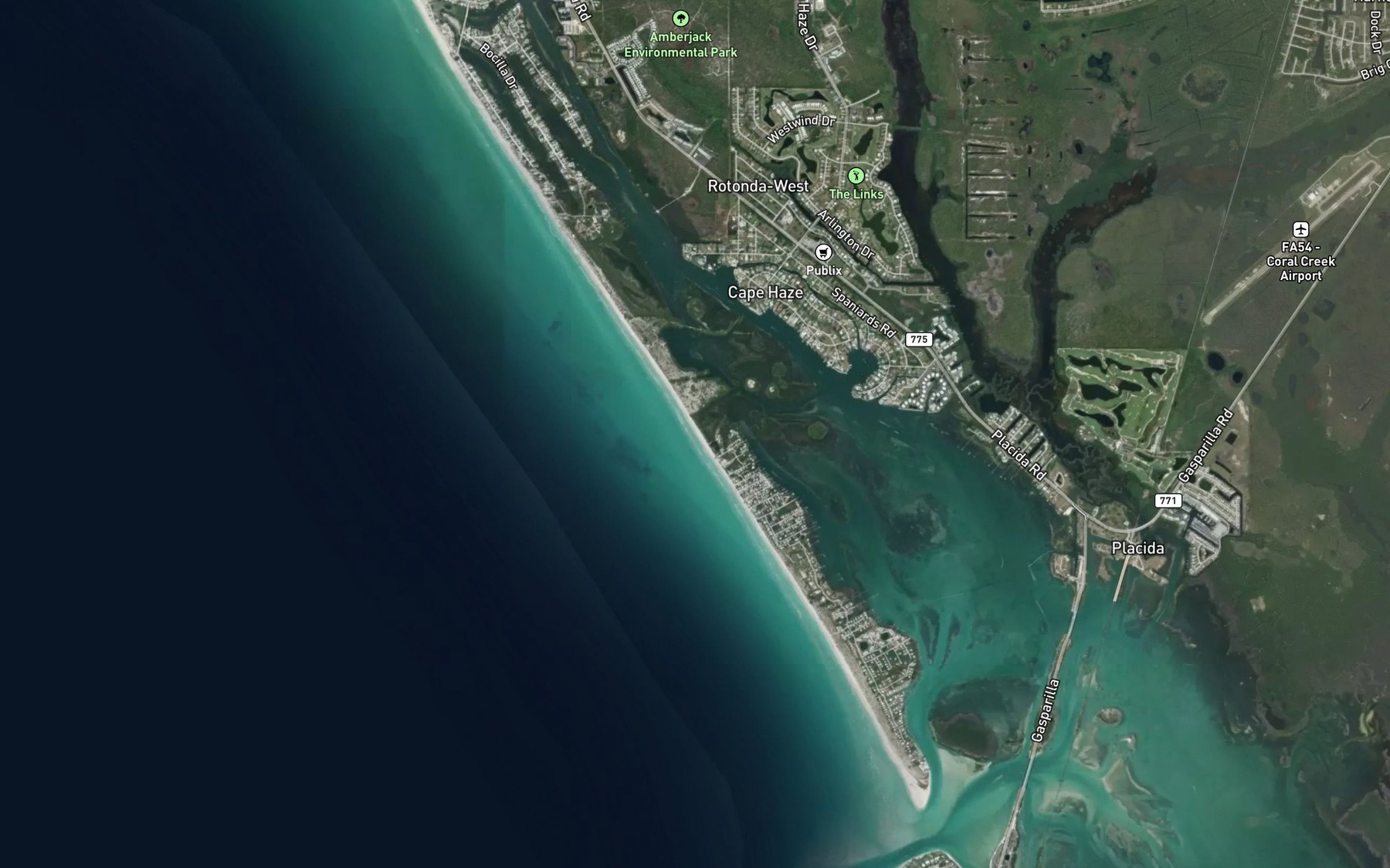 Satellite map of the Little Gasparilla Pass (historical)