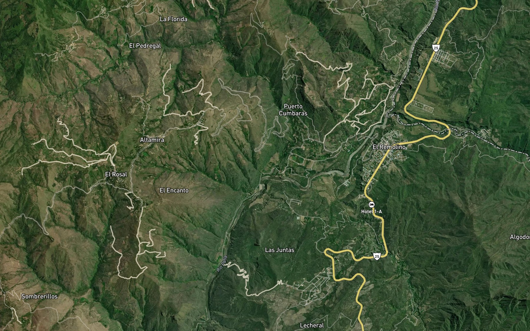 Satellite map of the Quebrada La Caida