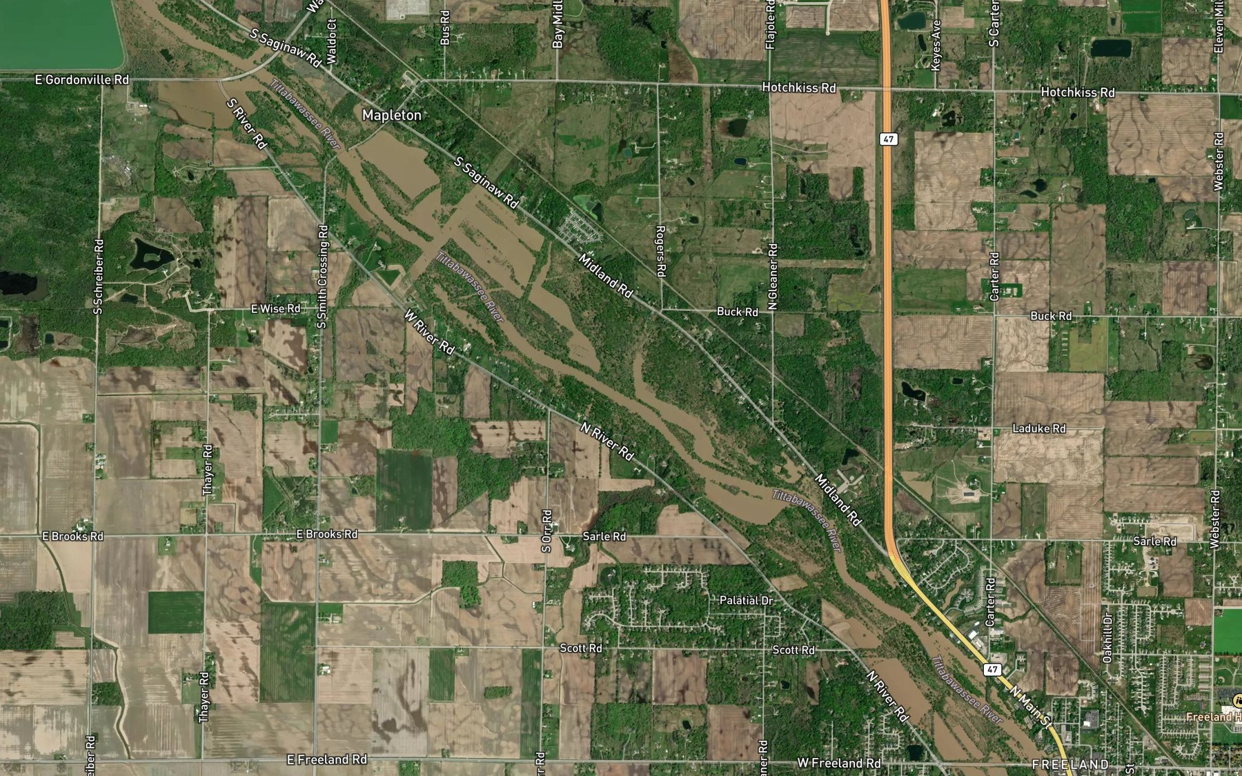 Satellite map of the Sarle Drain