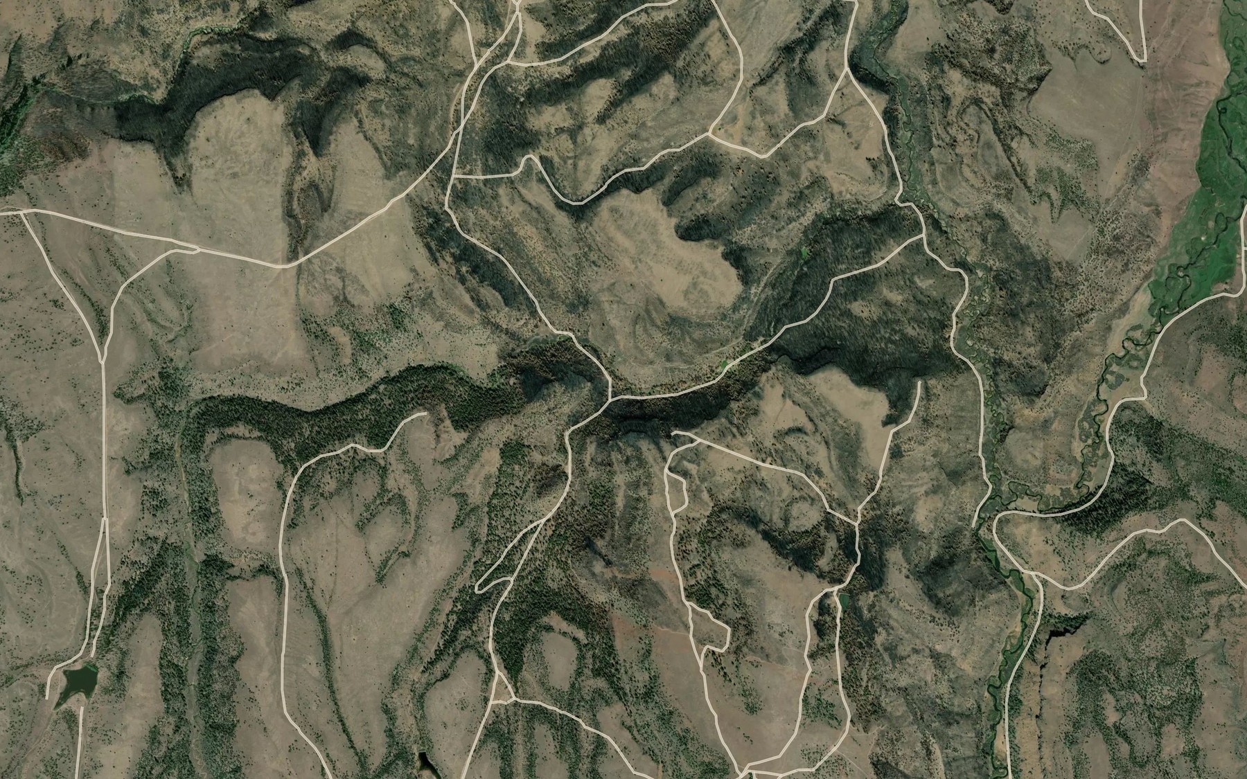 Satellite map of the Slickear Creek