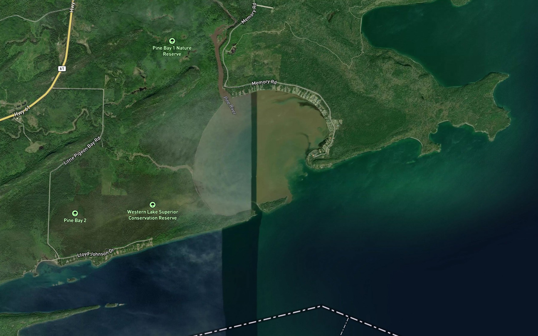 Satellite map of the Pine Bay