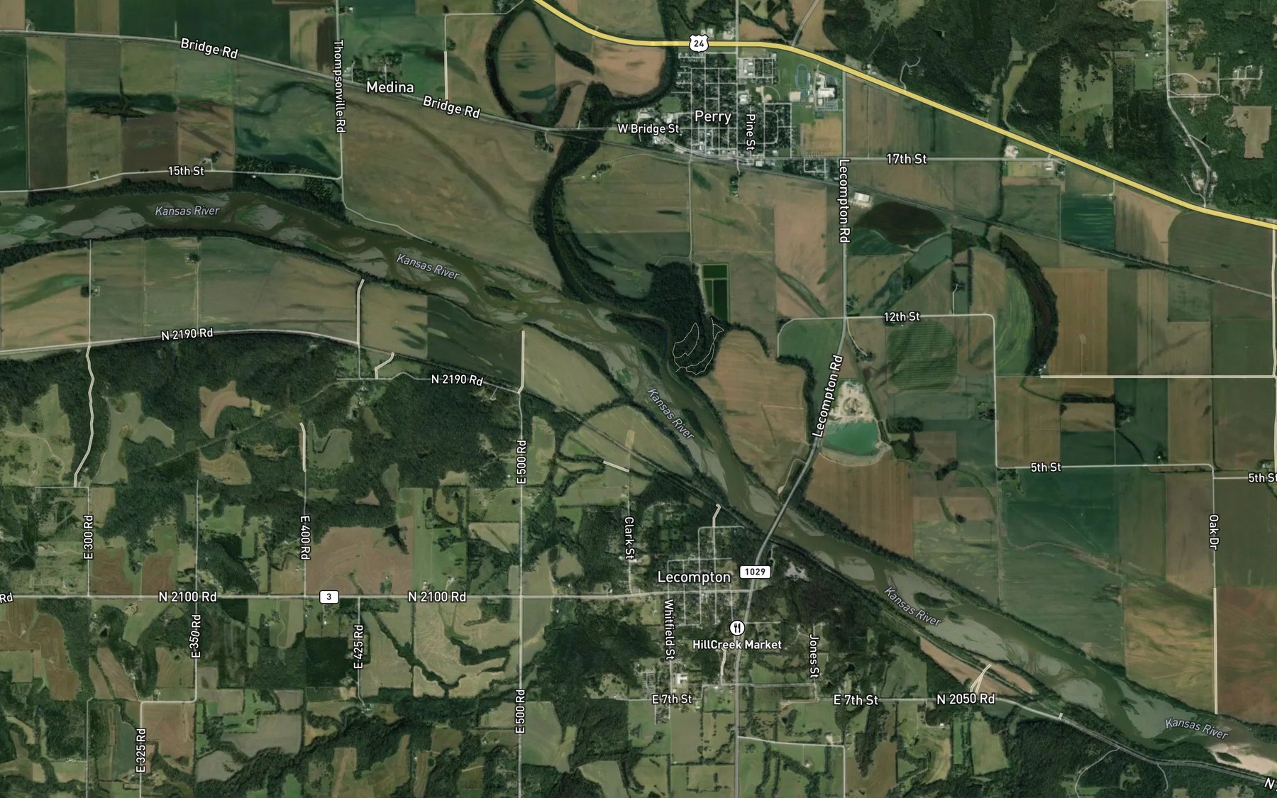 Satellite map of the Coon Creek