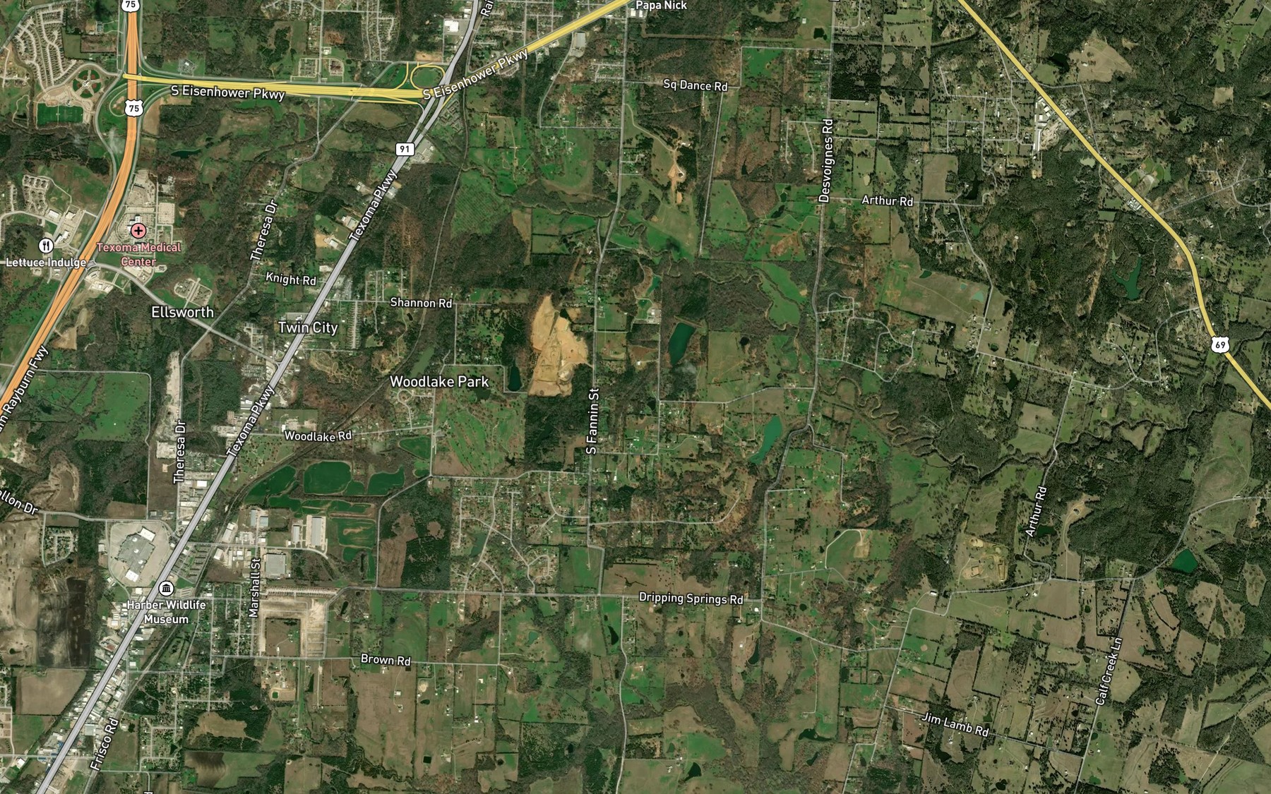 Satellite map of the Woodlawn Lake Number 1