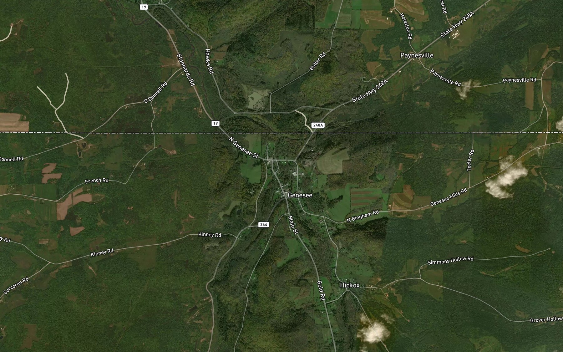 Satellite map of the West Branch Genesee River