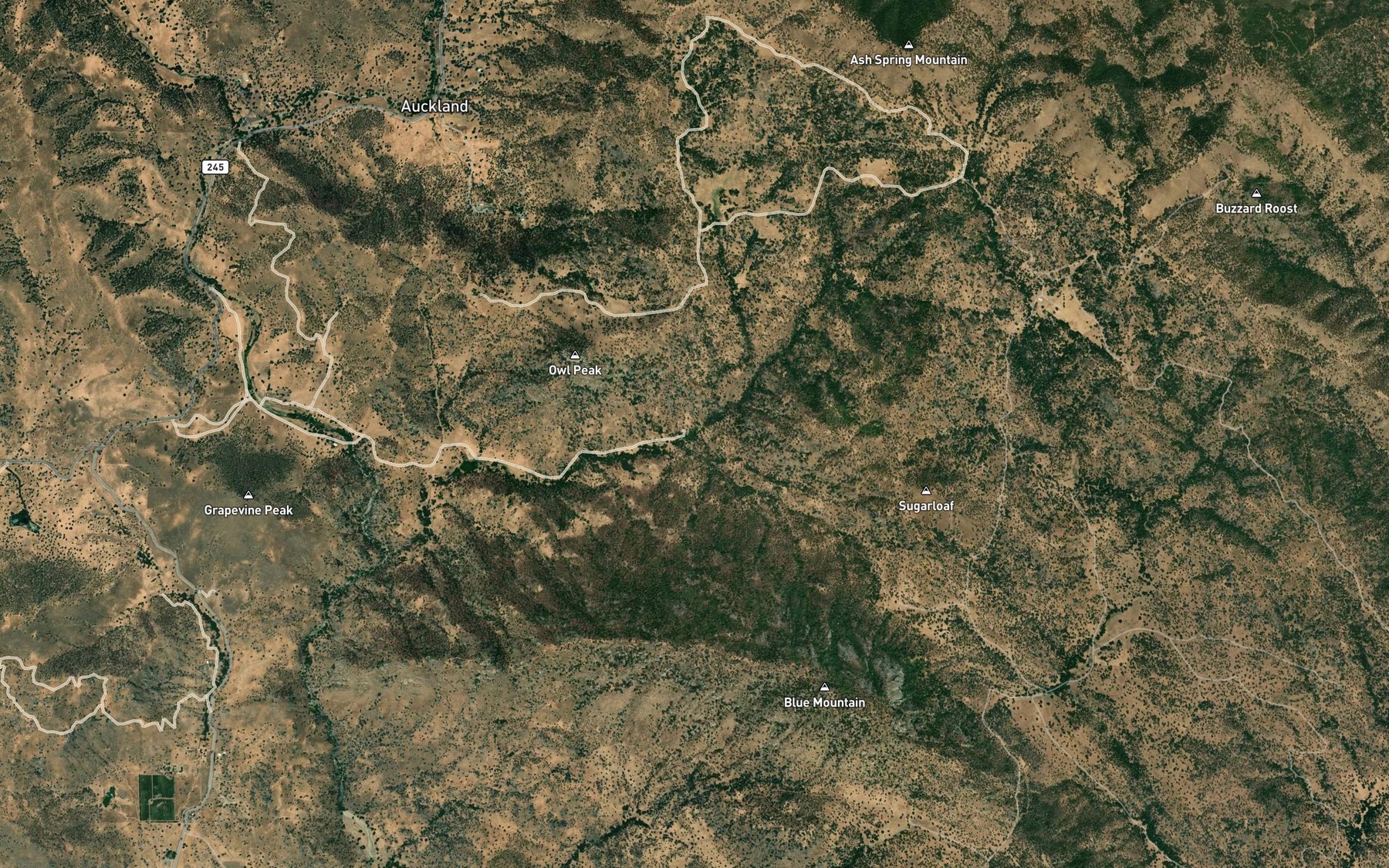 Satellite map of the Grapevine Creek