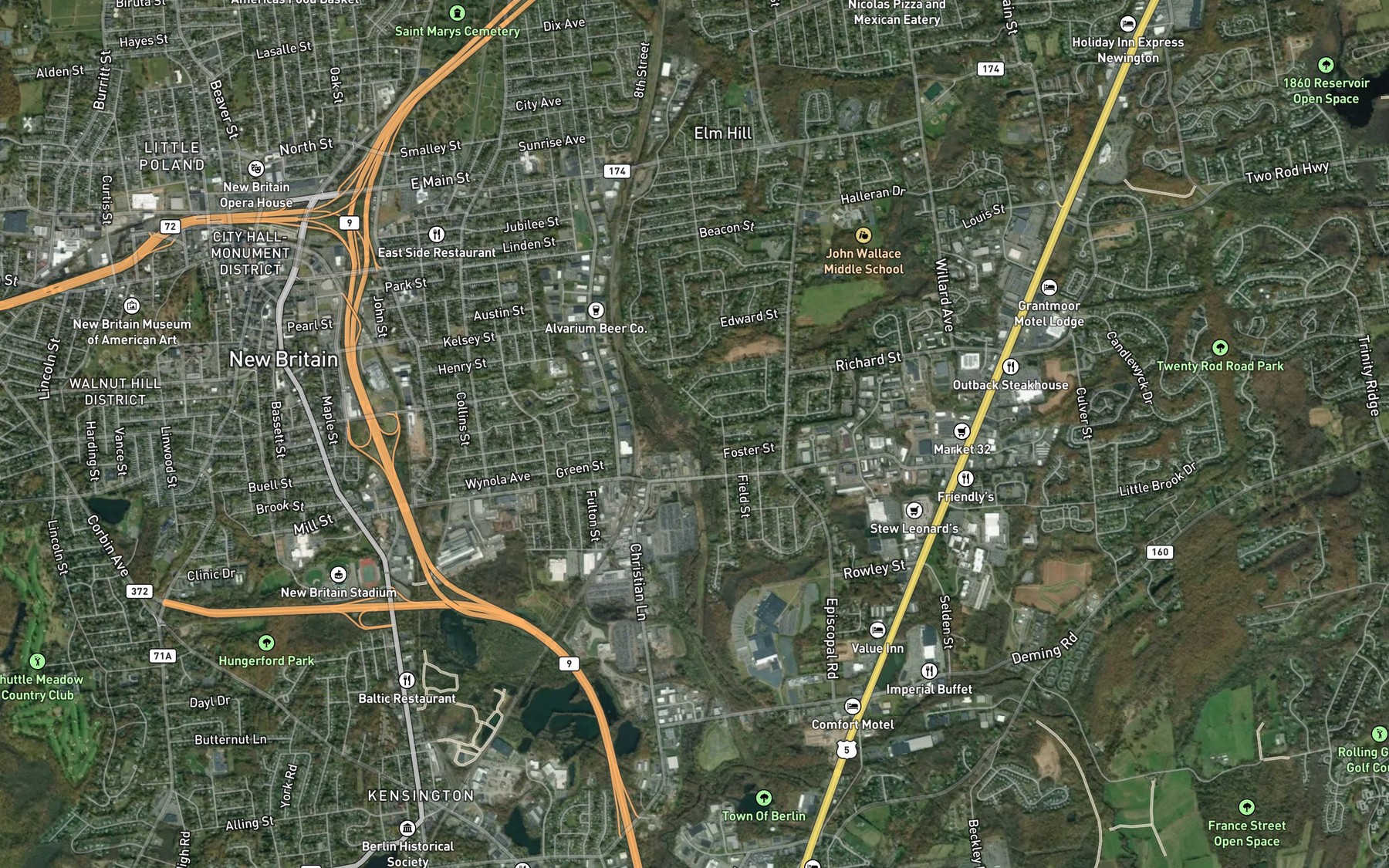 Satellite map of the Rockhole Brook