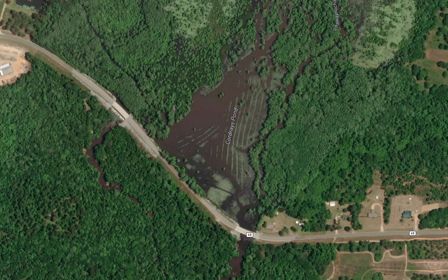 Satellite map of the Cordrays Pond