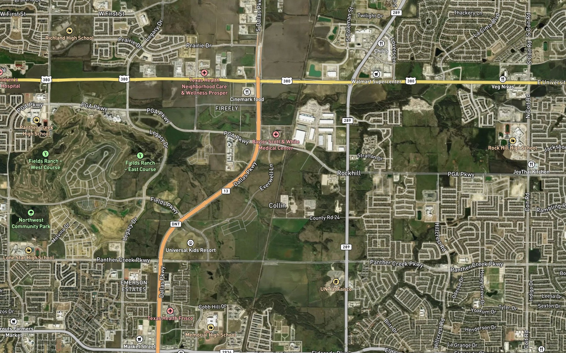 Satellite map of the T P and L Lake
