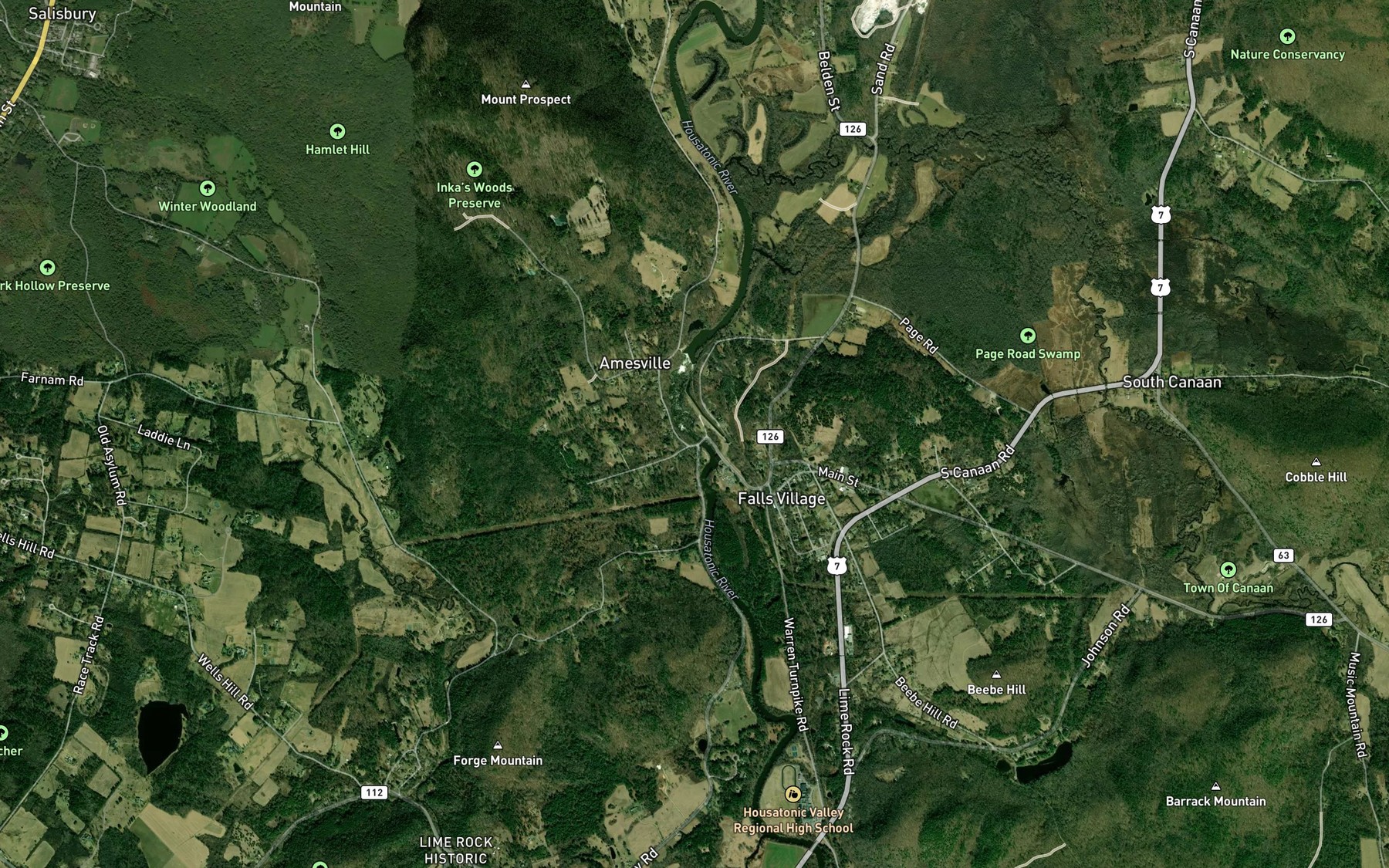 Satellite map of the Wetauwanchu Brook
