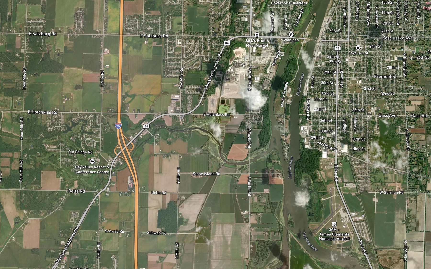 Satellite map of the Columbia Drain