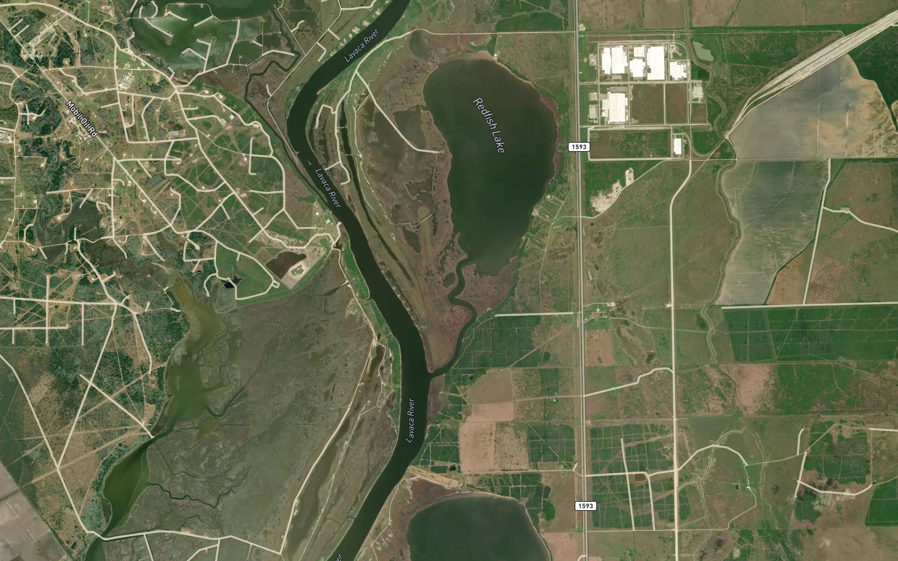 Satellite map of the Redfish Bayou