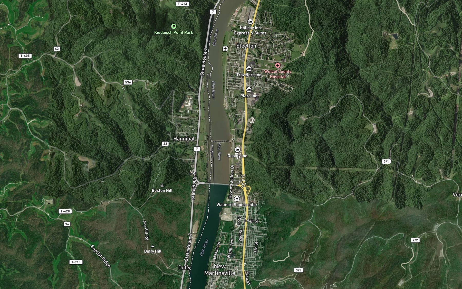 Satellite map of the Williams Run