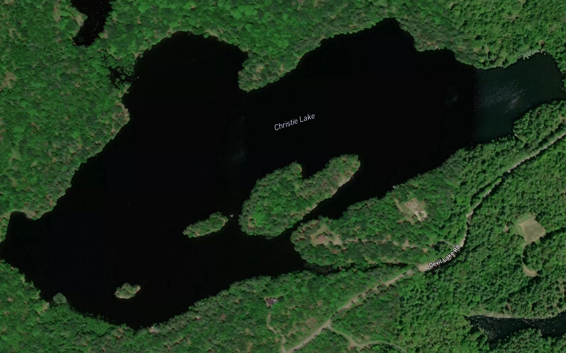 Satellite map of the Christie Lake