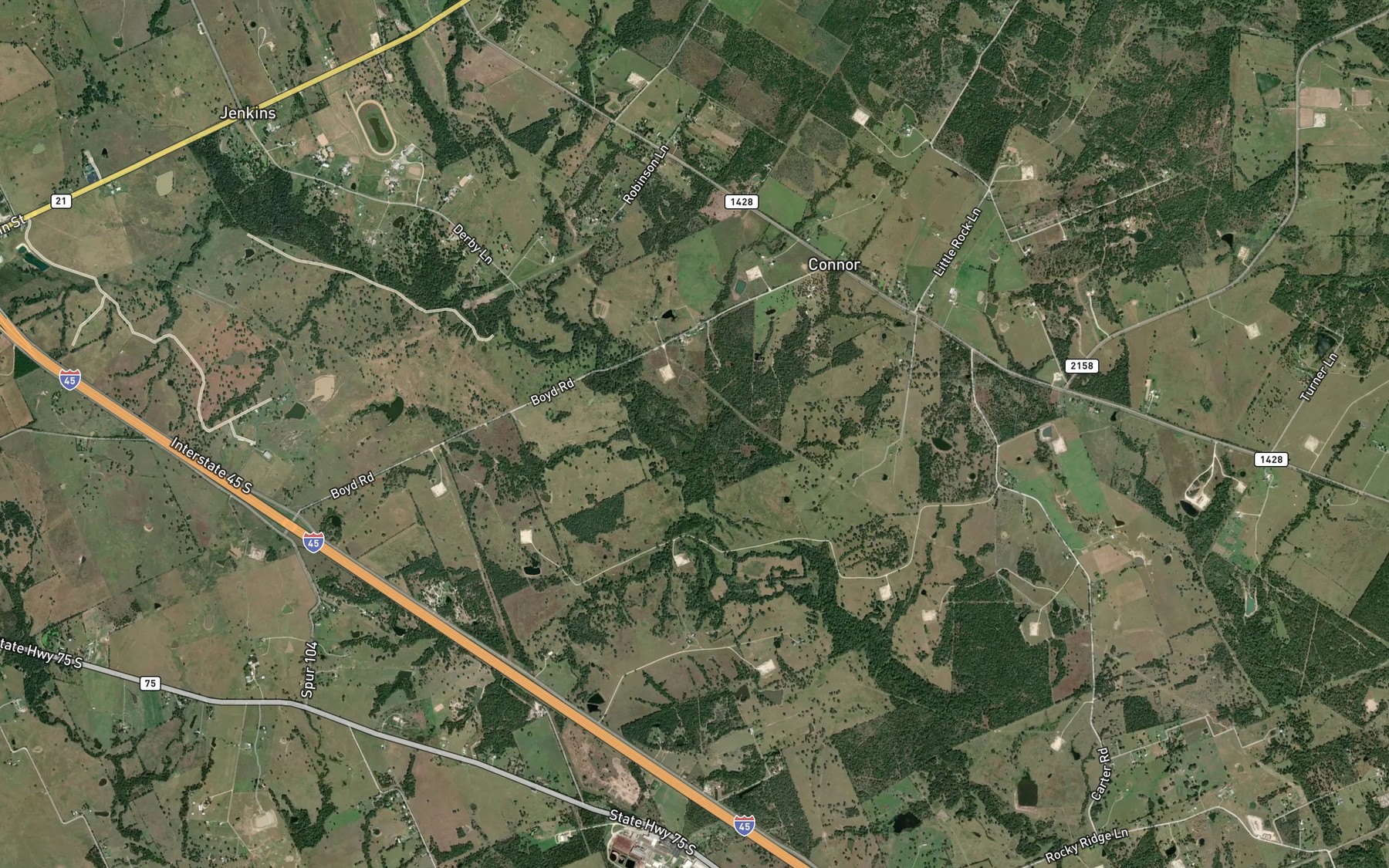 Satellite map of the Springboard Lake