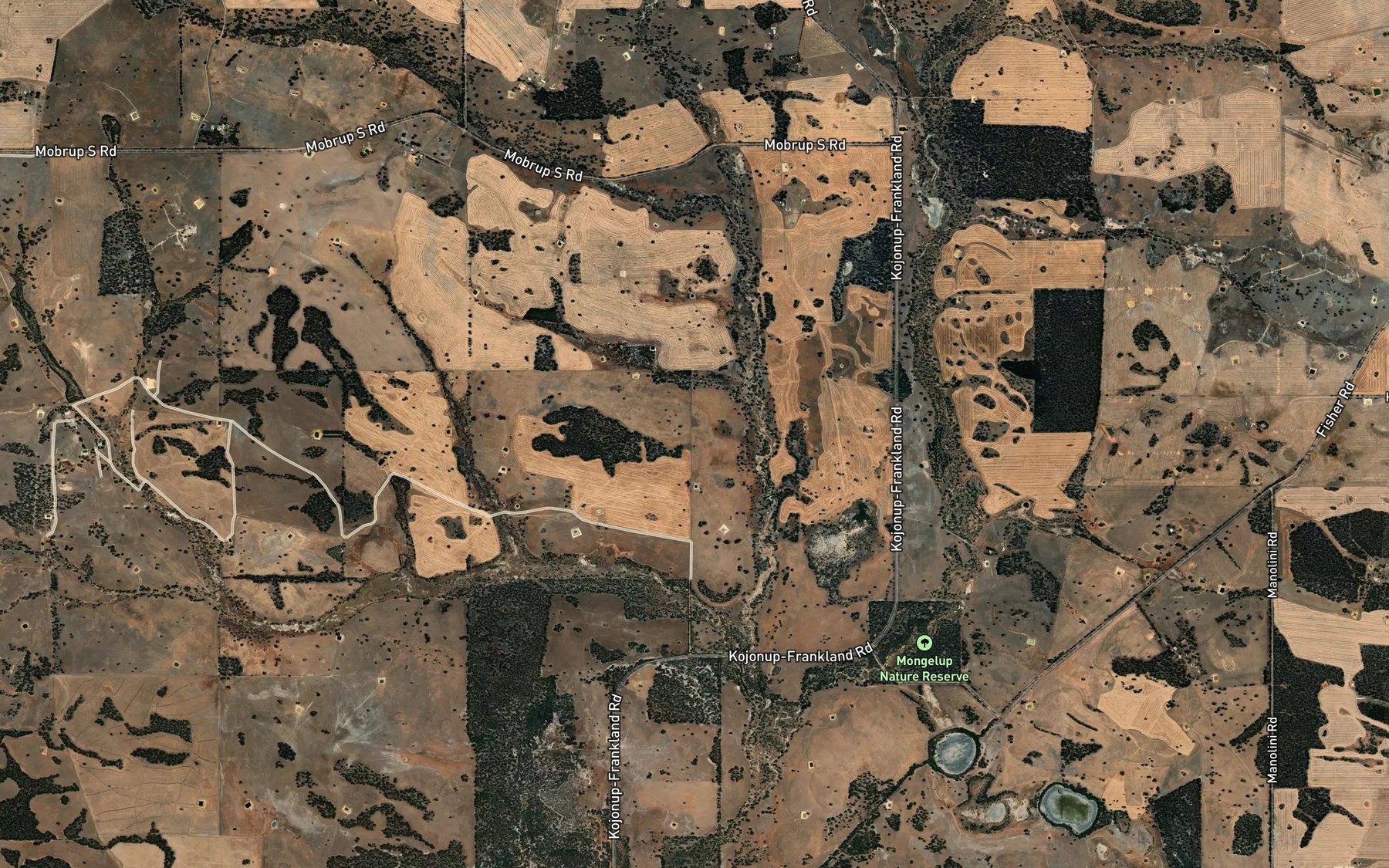 Satellite map of the Towerlup Brook