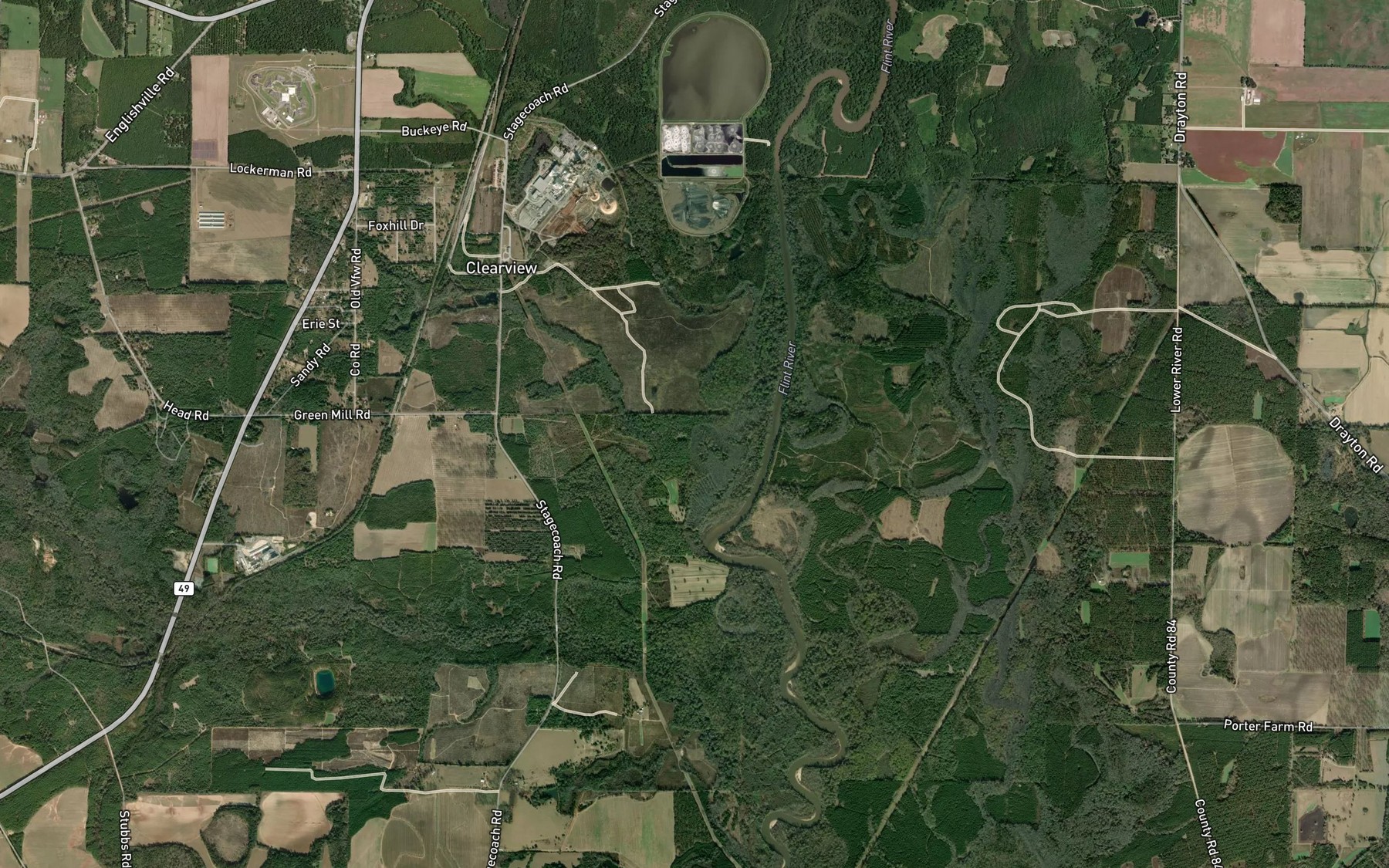 Satellite map of the Walker Branch