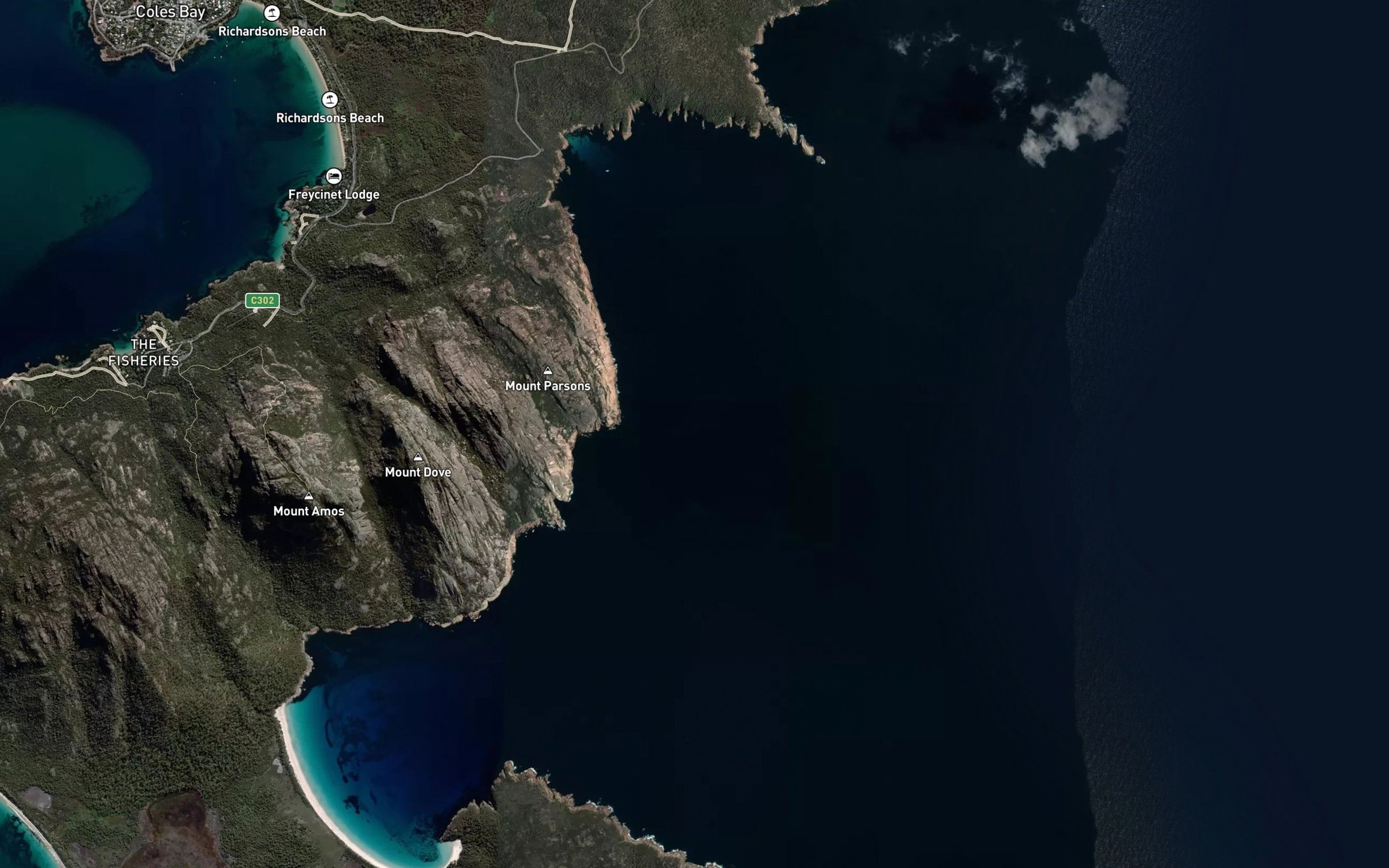 Satellite map of the Thouin Bay