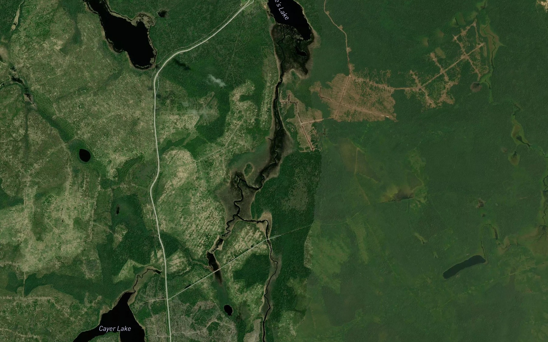 Satellite map of the Cayer Creek