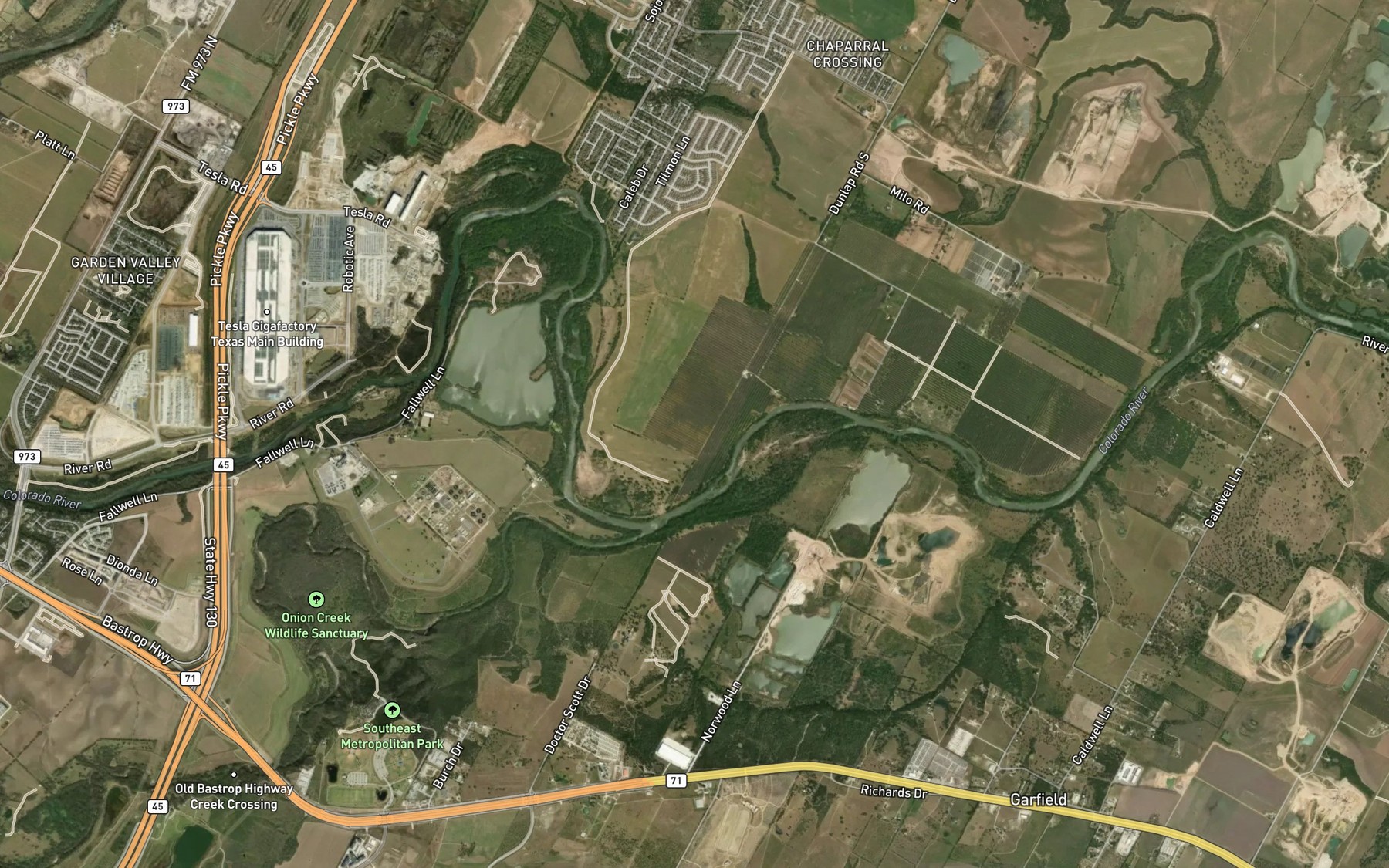 Satellite map of the Hunter Bend