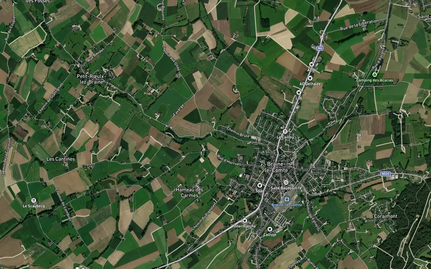Satellite map of the Ruisseau du Bois de Rebecq